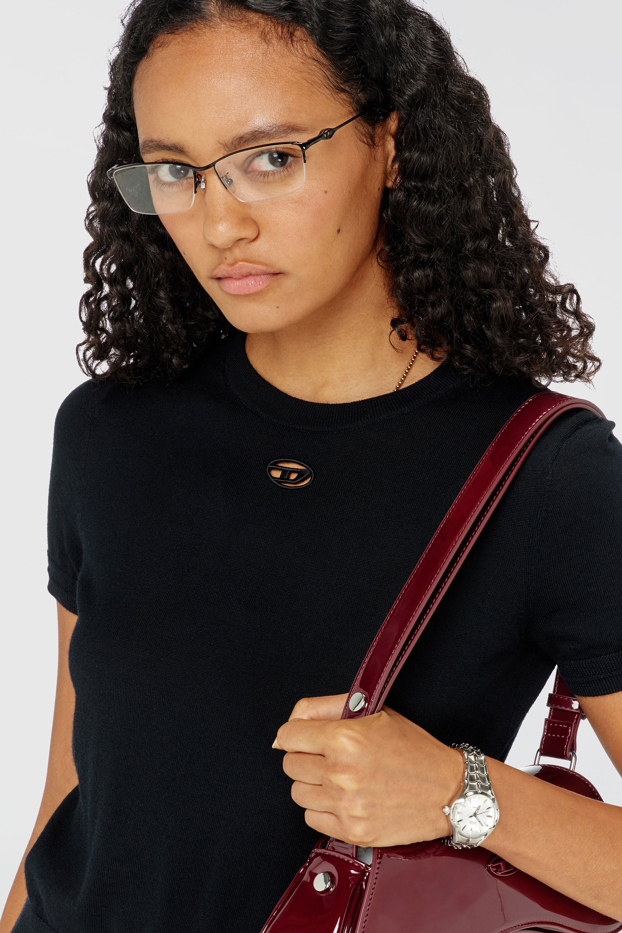 Diesel - M-ALINE, Maglia in lana a maniche corte Donna in Nero - 5