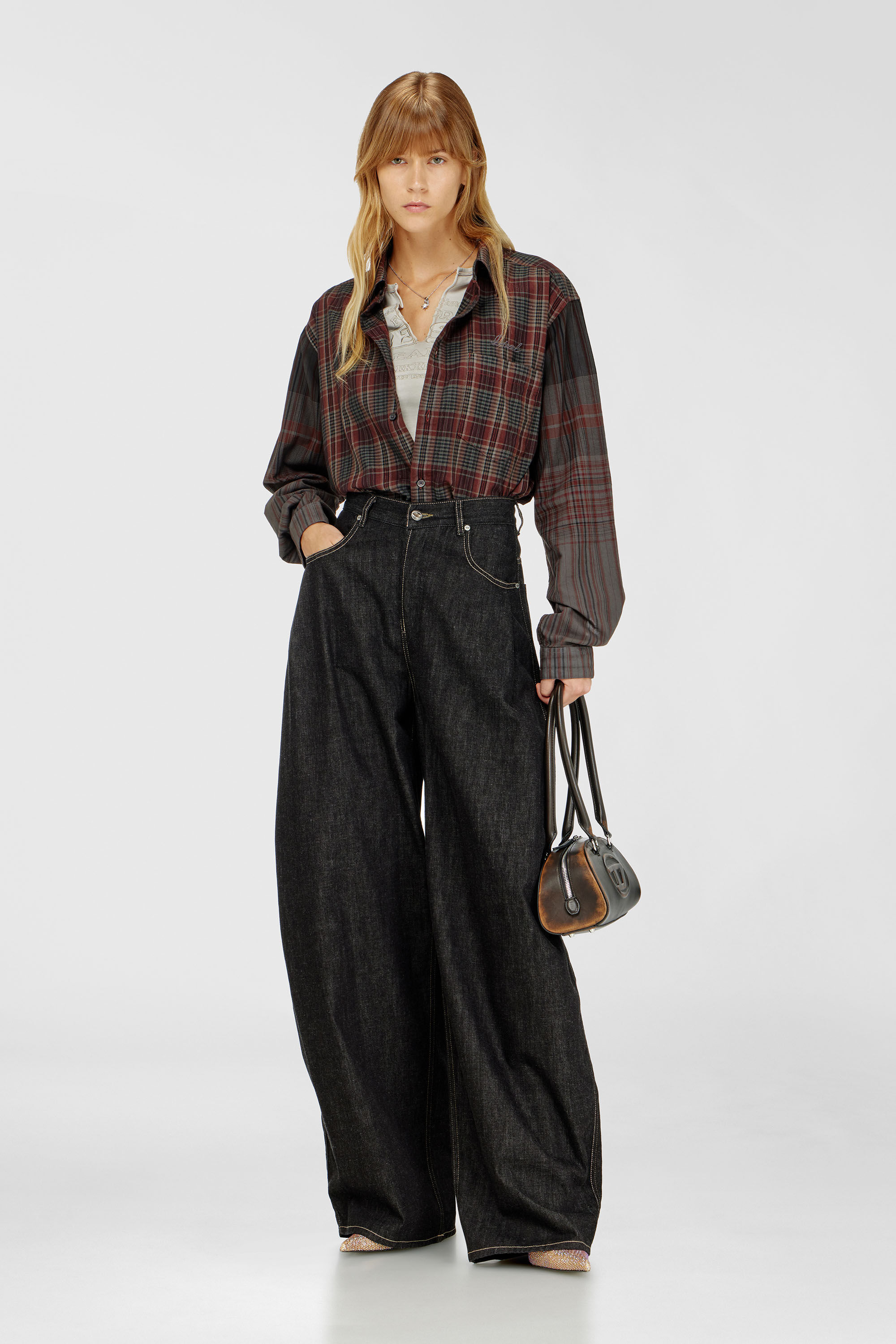 Diesel - Relaxed Jeans 1987 D-Khelz 09R42 Donna, Nero/Grigio scuro - Image 1