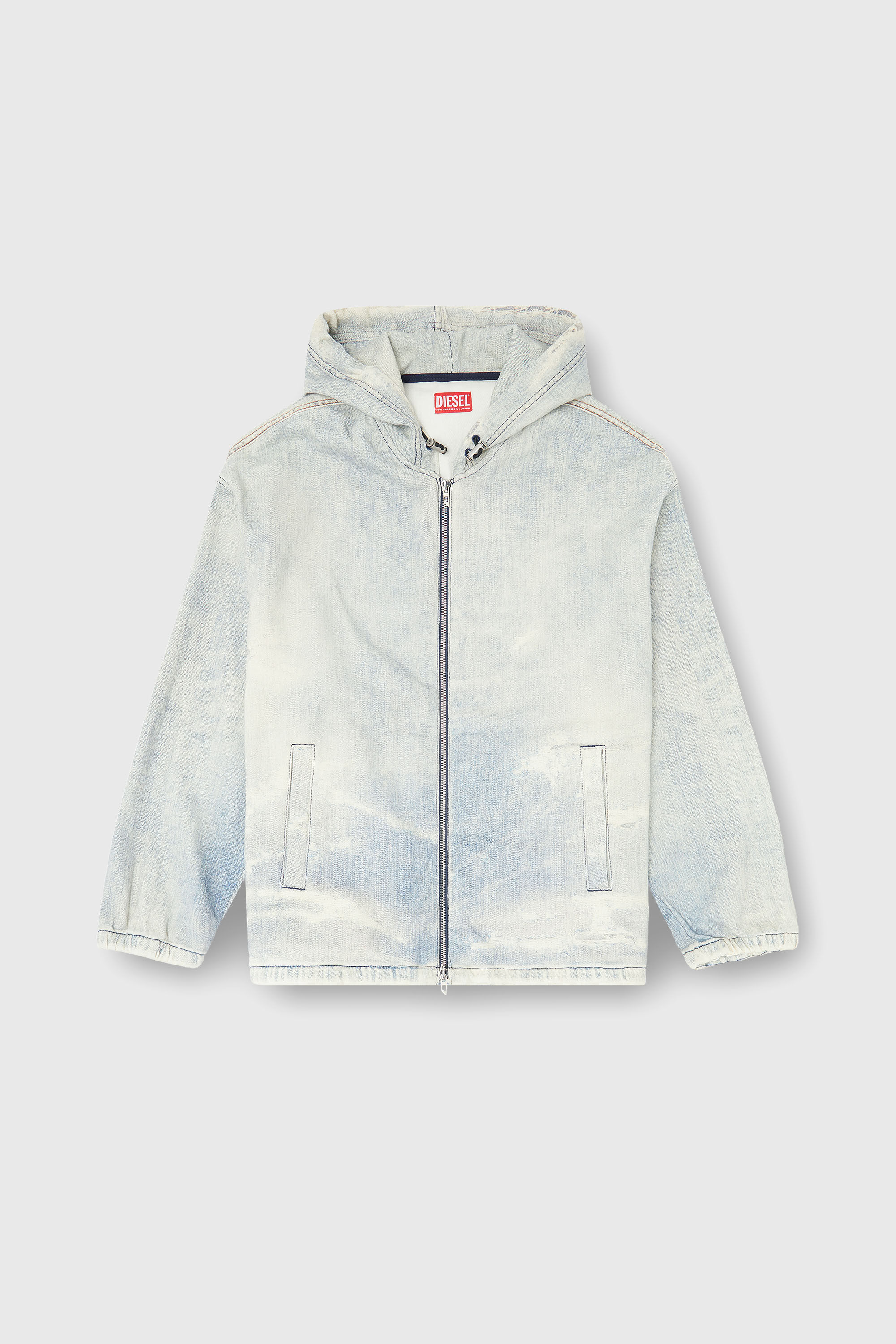 Diesel - D-WYNNY JOGG, Giacca JoggJeans con cappuccio effetto trompe l&rsquo;oeil Uomo in Blu - 2