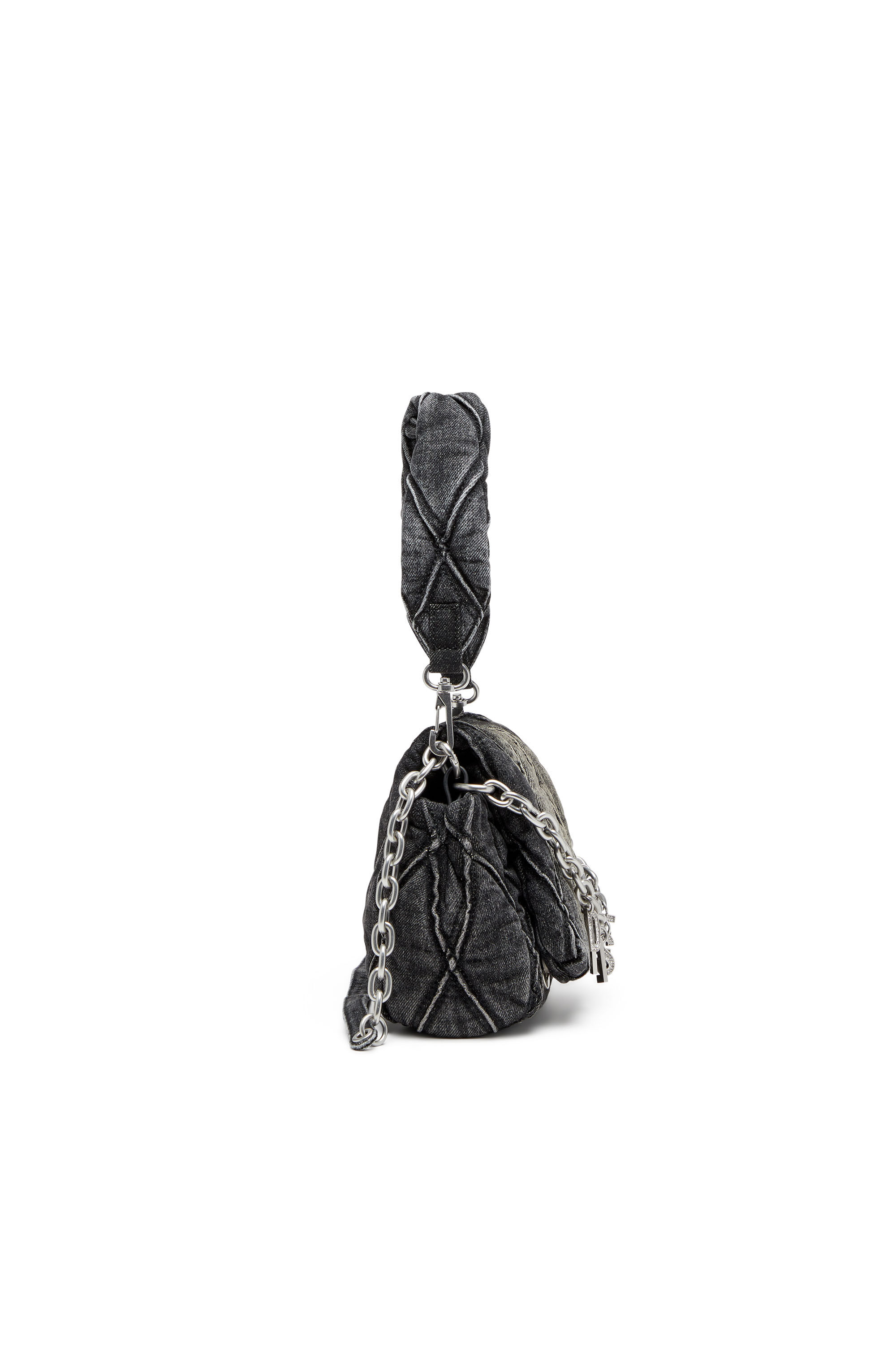 Diesel - CHARM-D SHOULDER S, Charm-D S-Borsa a spalla piccola in denim trapuntato Donna in Nero - 4