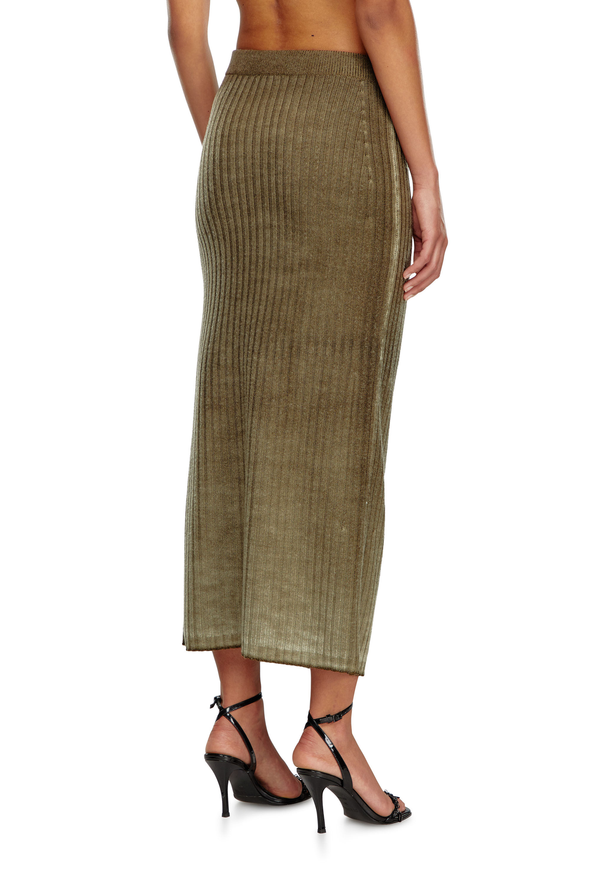 Gonna midi in maglia di lana trattata Donna Verde Diesel