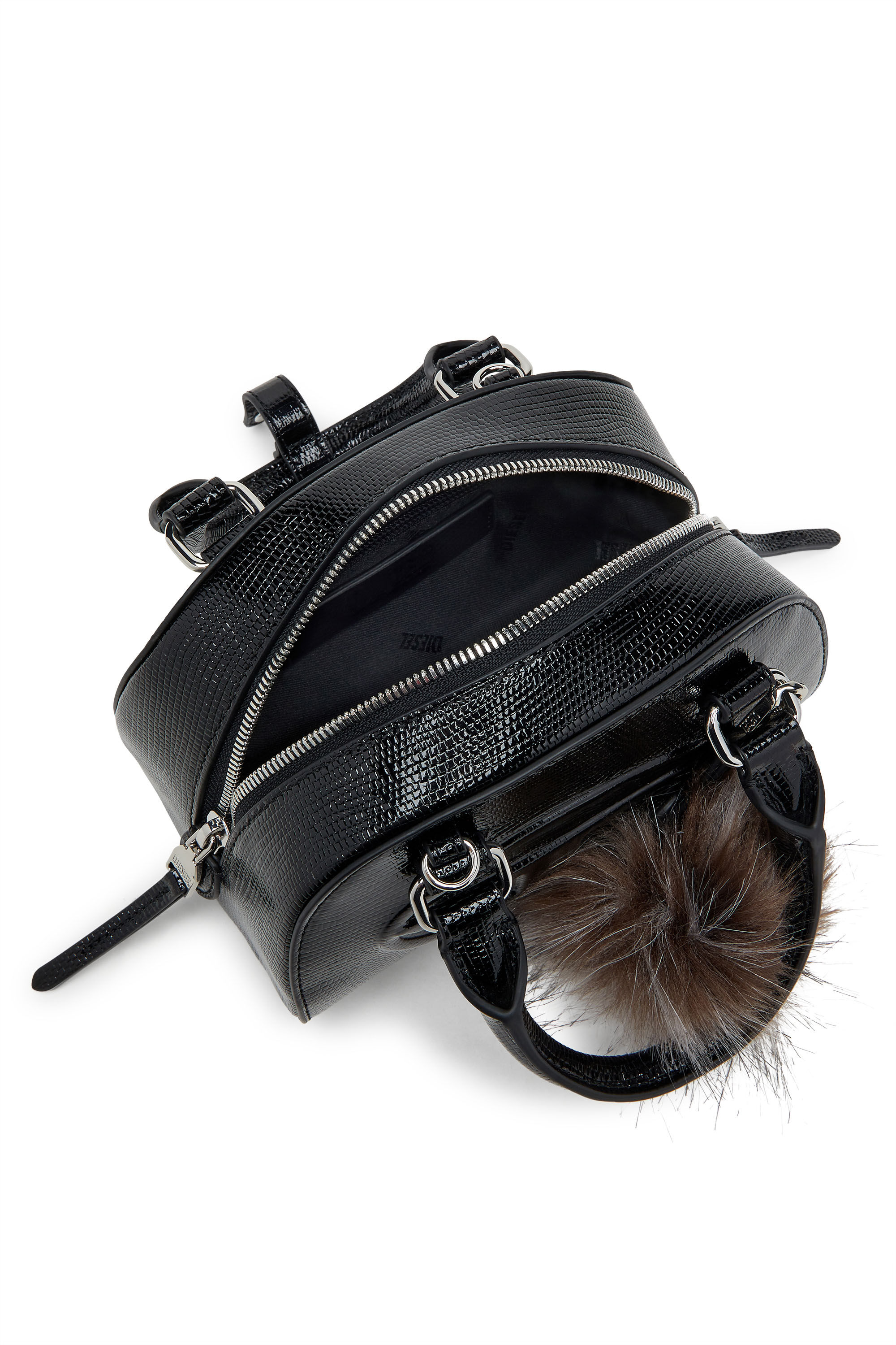 Diesel - 1DR DOME CROSSBODY, 1DR Dome-Borsa bowling mini in pelle embossed Donna in Nero - 4