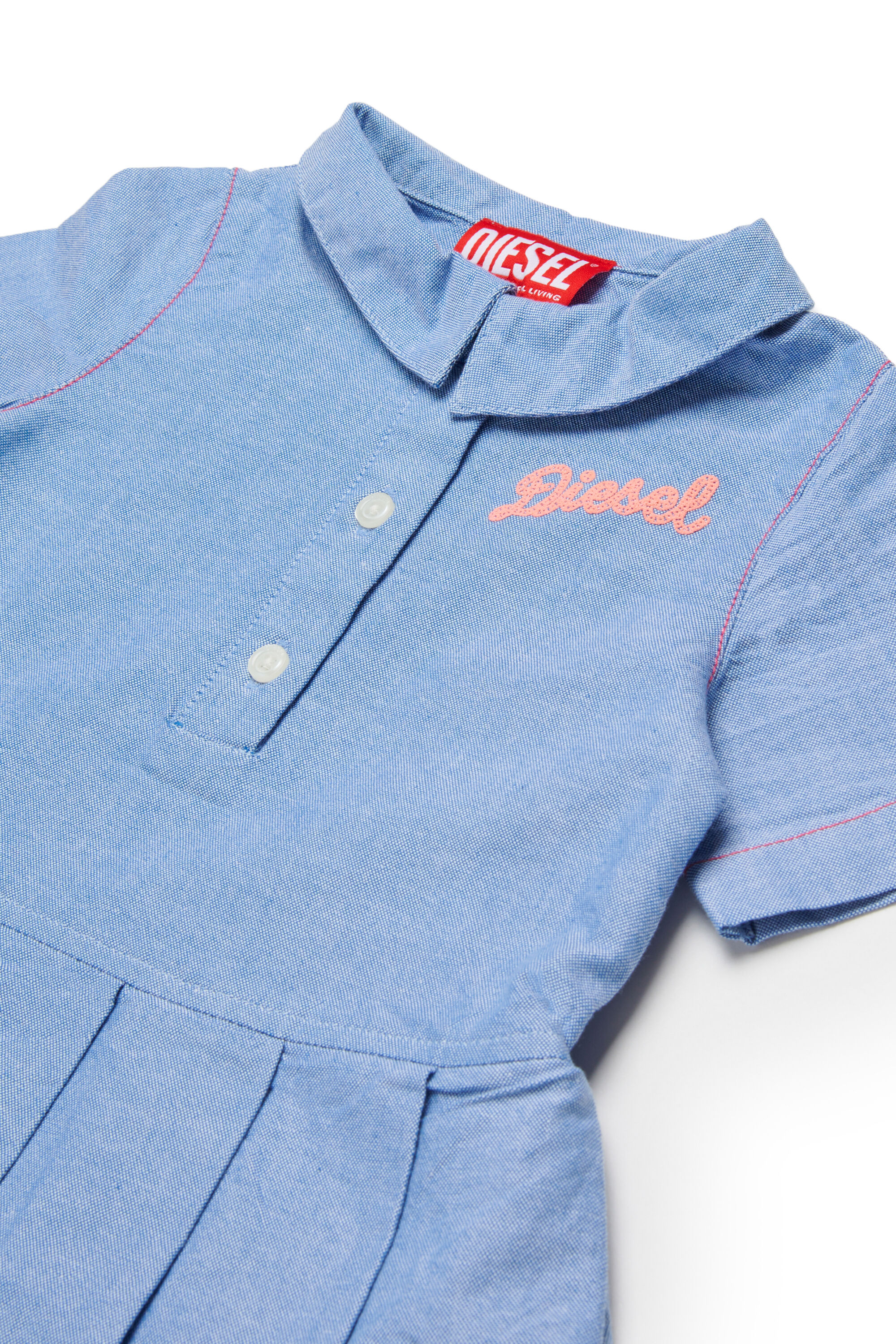 Diesel - DOPLYB, Abito in cotone con gonna plissettata Donna in Blu - 3