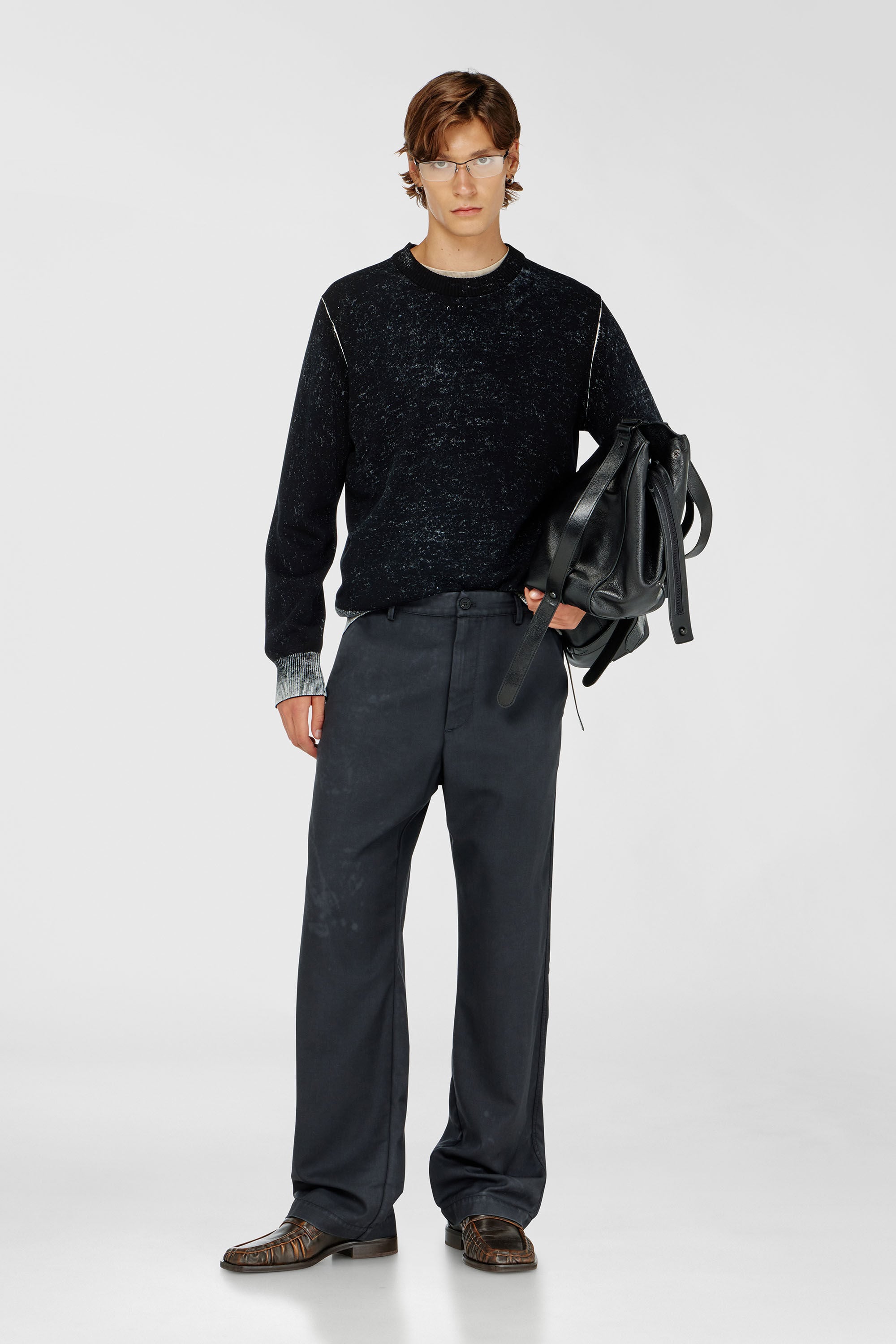 Diesel - K-LARENCE-B, Maglia in cotone stampata al contrario Uomo in Nero - 1