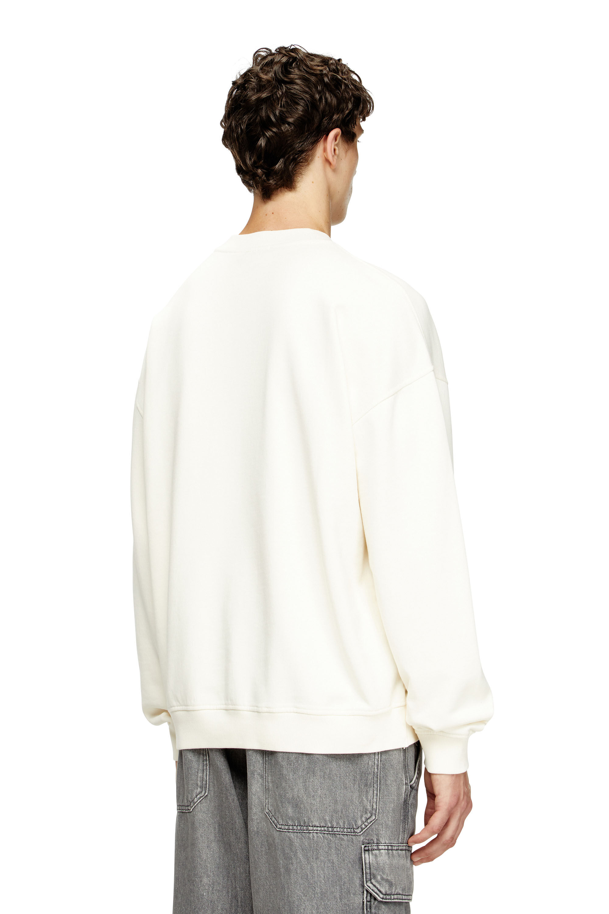 Diesel - S-BOXT-N5, Felpa con stampa distressed floccata Uomo in Bianco - 4