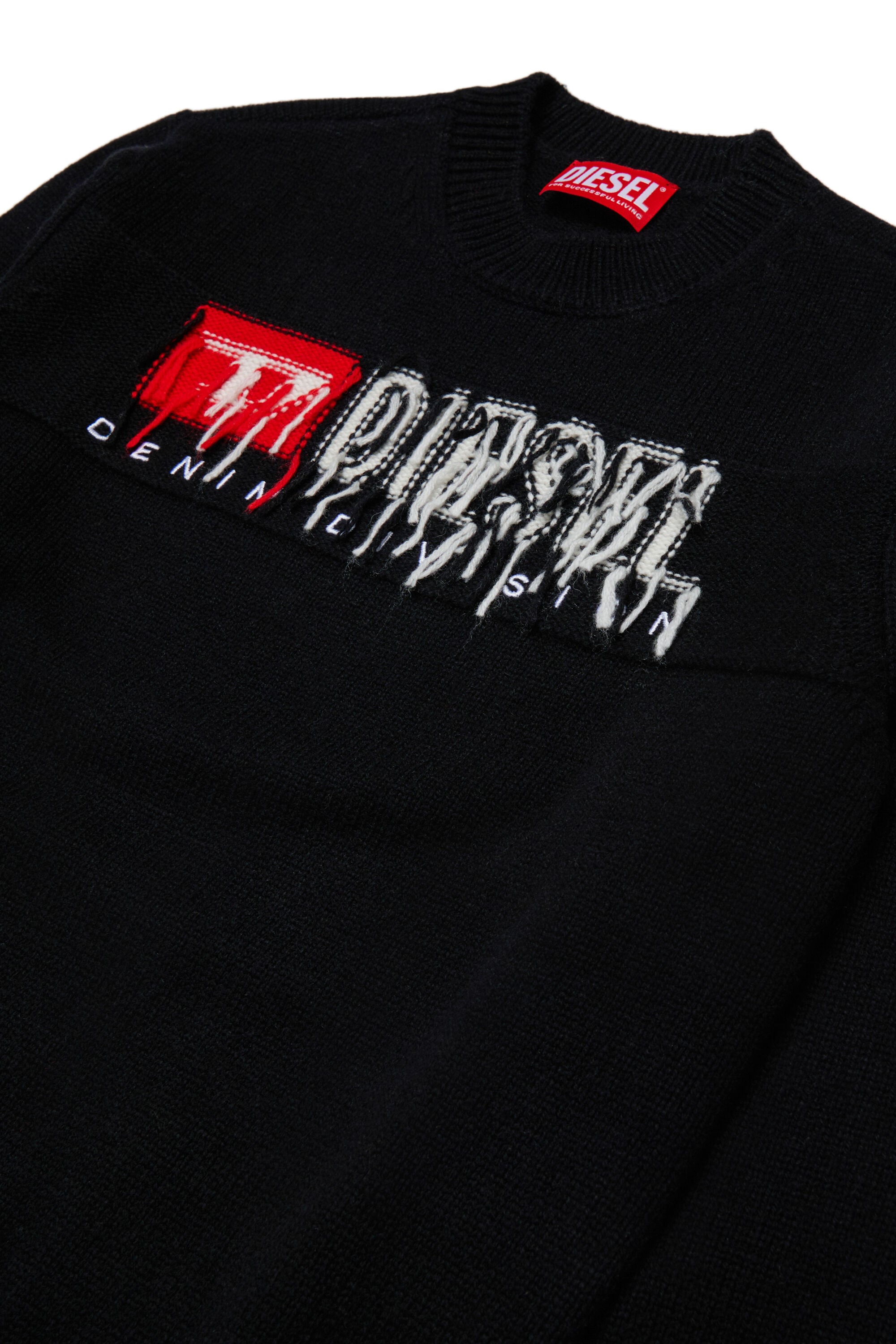 Diesel - KONZI OVER, Maglia in cachemire con logo destroyed Uomo in Nero - 3