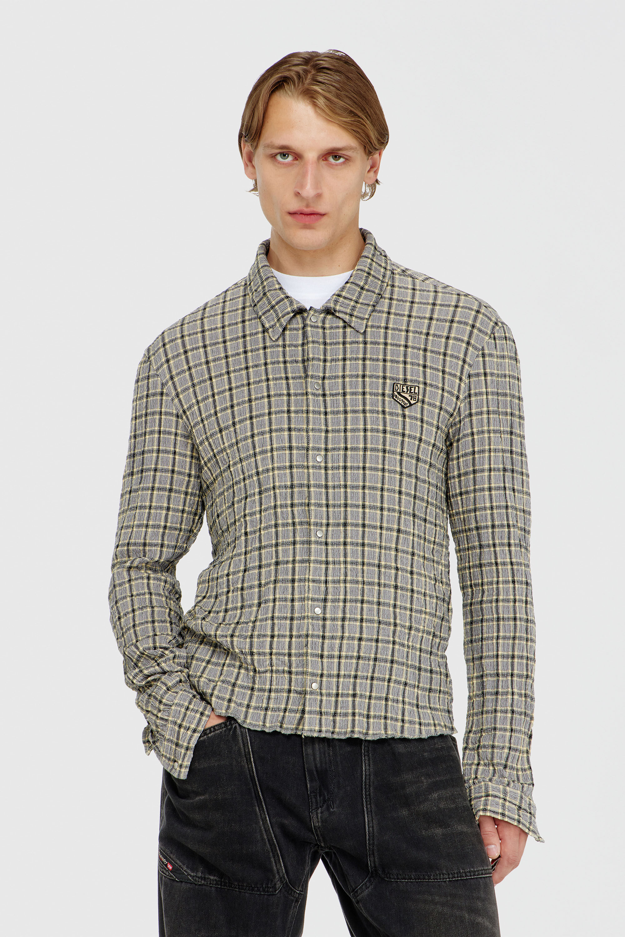Diesel - S-SEERK, Camicia a quadri effetto seersucker Uomo in Multicolor - 3