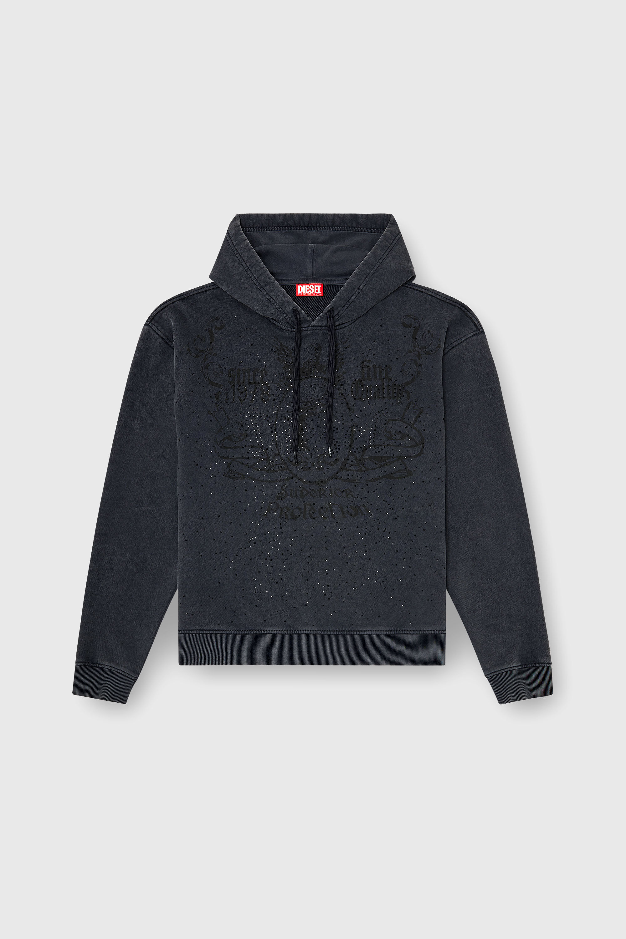Diesel - S-NORM-HOOD-AA3, Felpa con stampa e applicazioni di strass Uomo in Grigio - 2