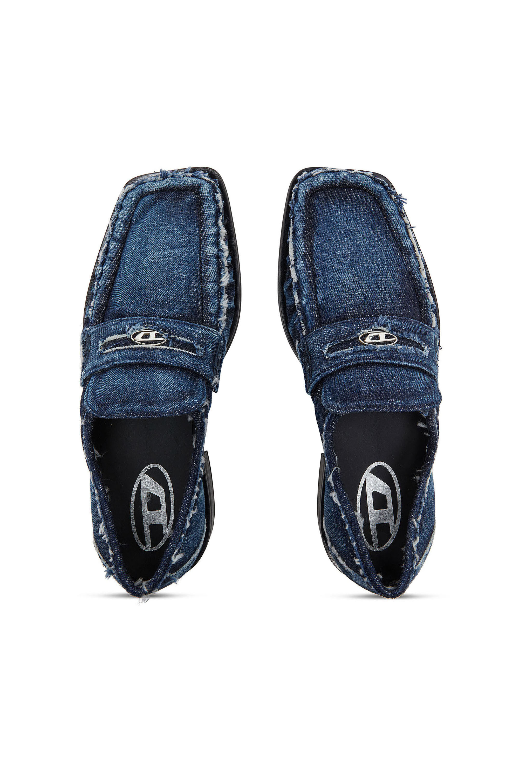 Diesel - D-AMBER LOAFER, D-Amber - Penny loafers in denim a taglio vivo Uomo in Blu - 5