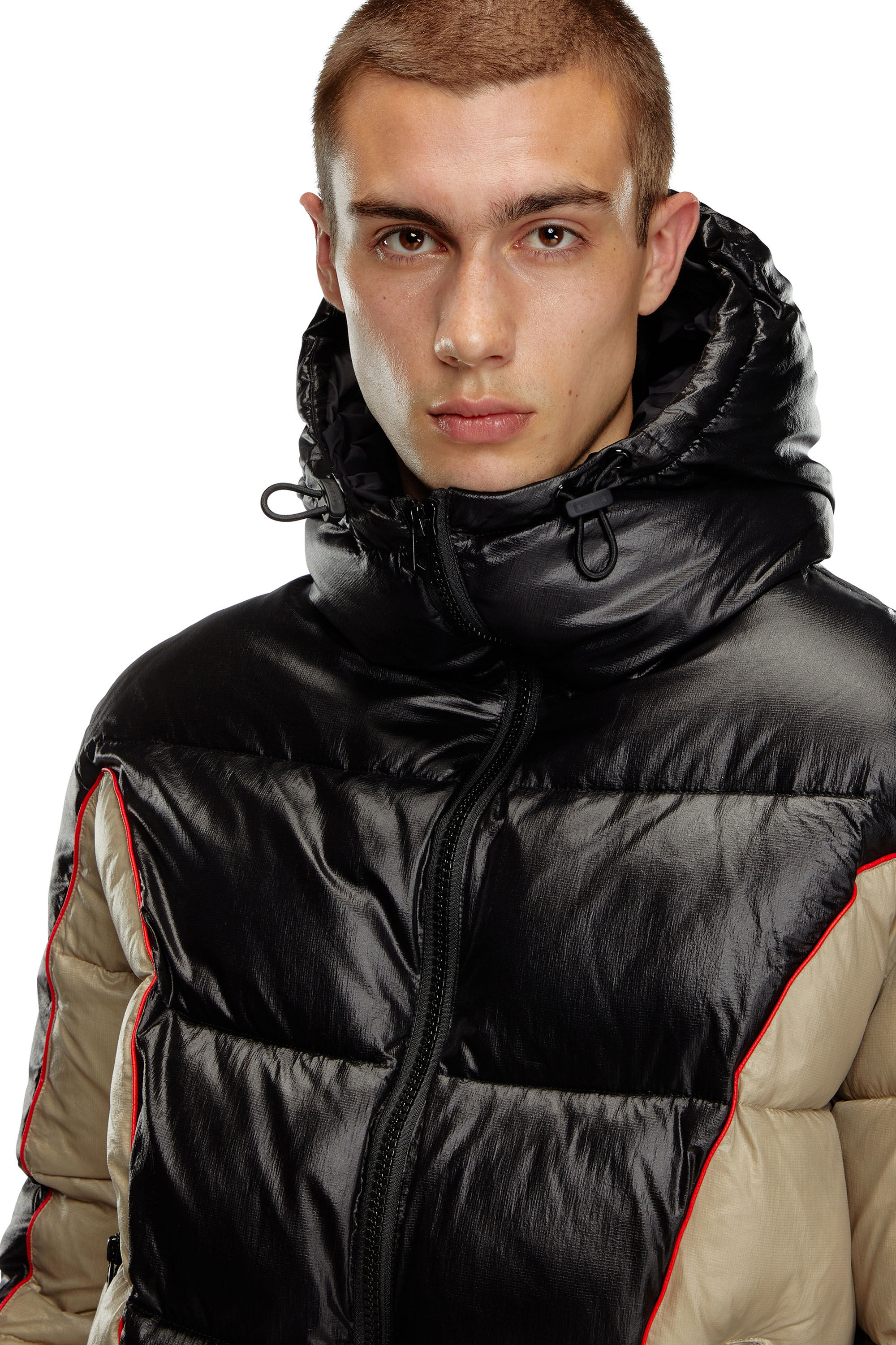 Men's Hooded puffer jacket in shiny ripstop | Multicolor | Diesel