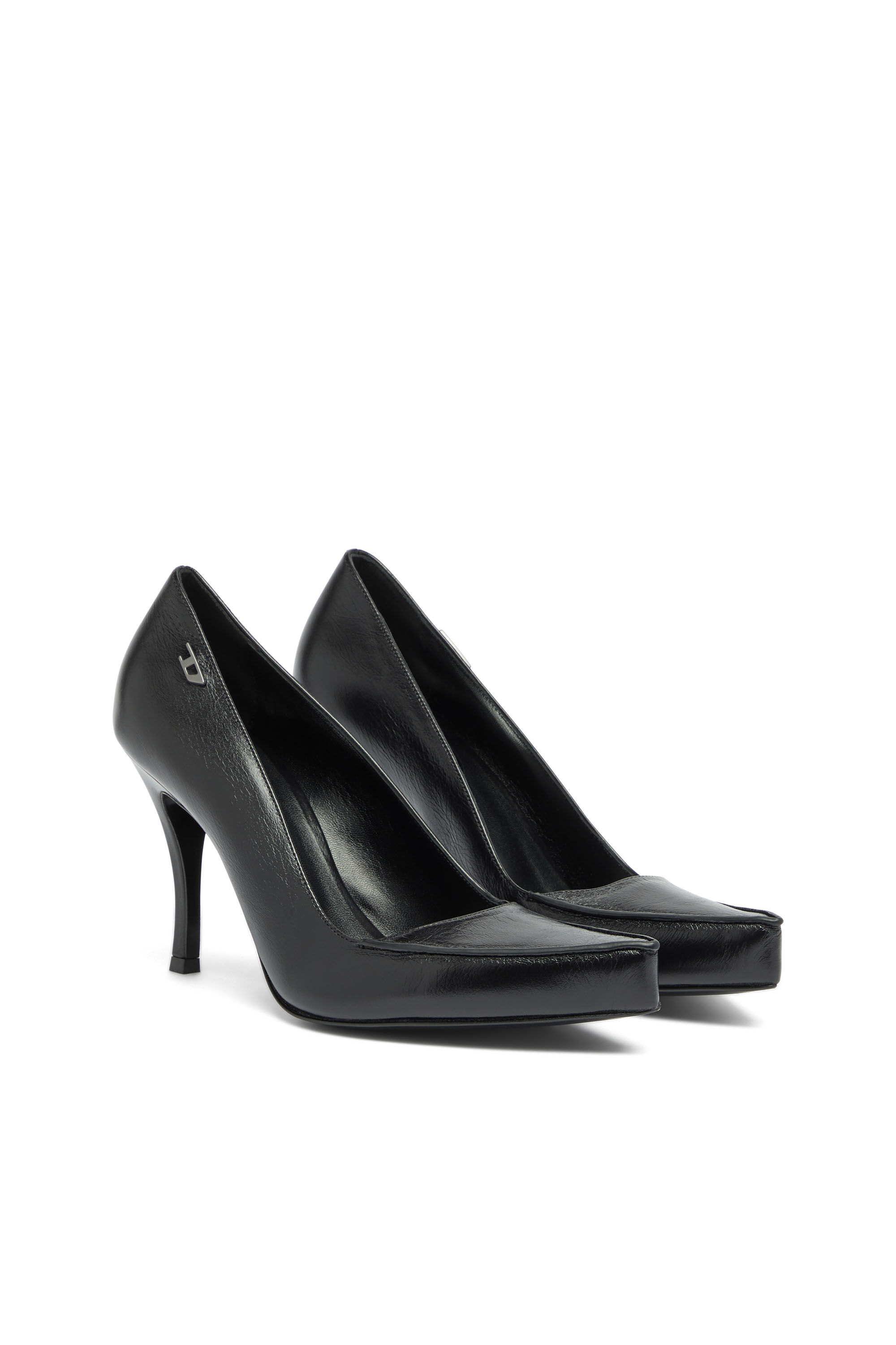 Diesel - D-LUCETTE-90-PUMP D, D-Lucette-D&eacute;collet&eacute; in pelle Donna in Nero - 2