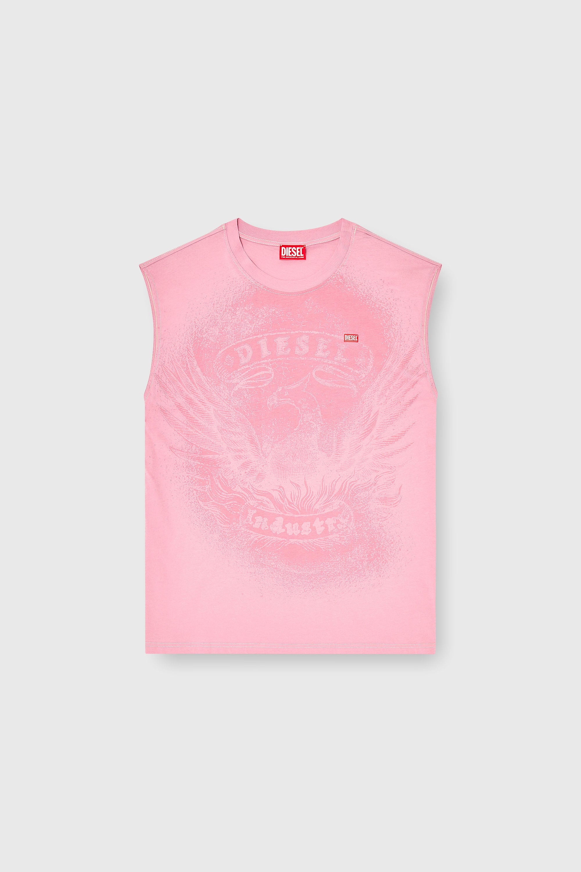 Diesel - T-BOXT-SL-NOTCH, Top senza maniche in cotone con grafica tono su tono Uomo in Rosa - 2