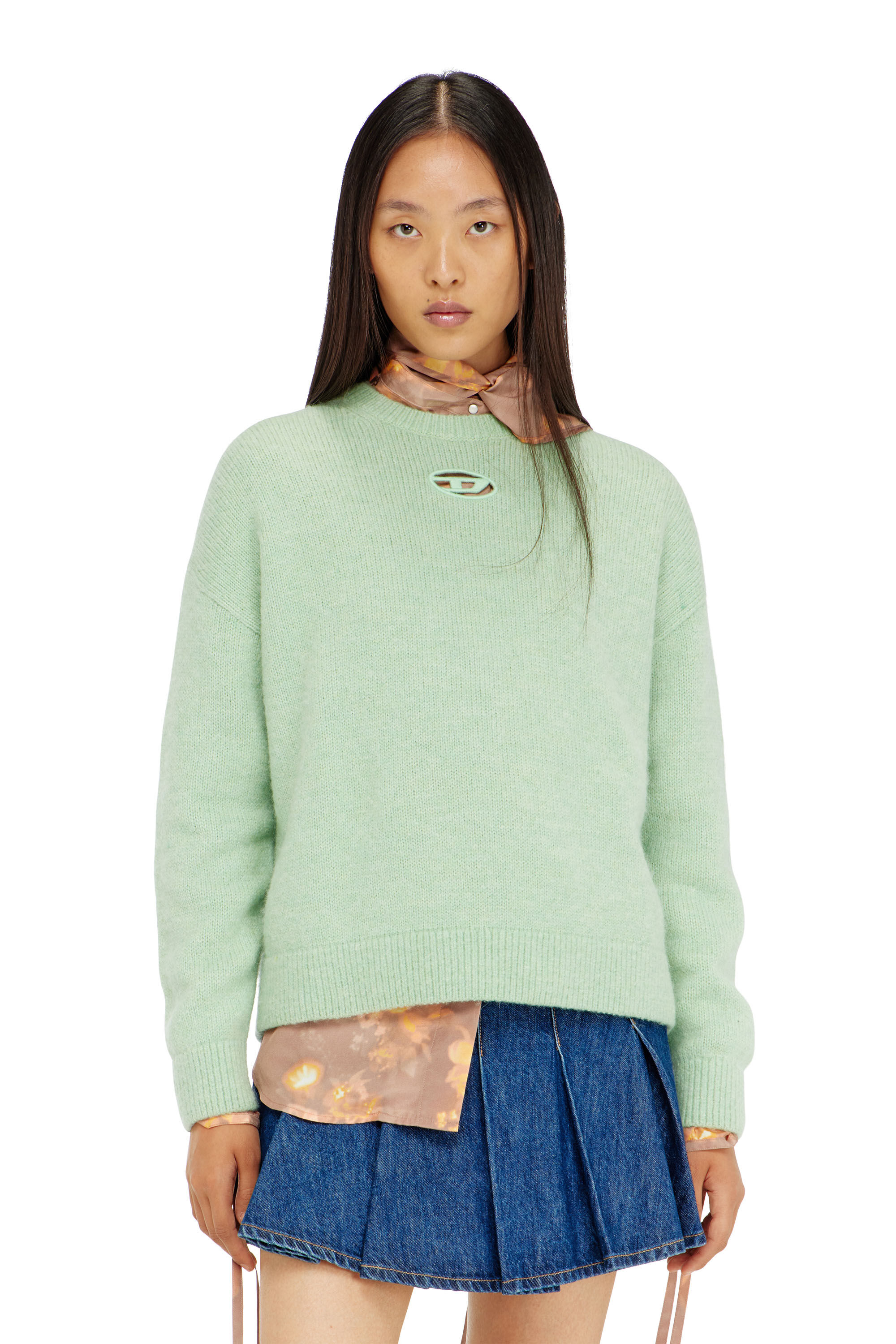 Diesel - M-AREETA, Maglia in misto lana e alpaca Donna in Verde - 3