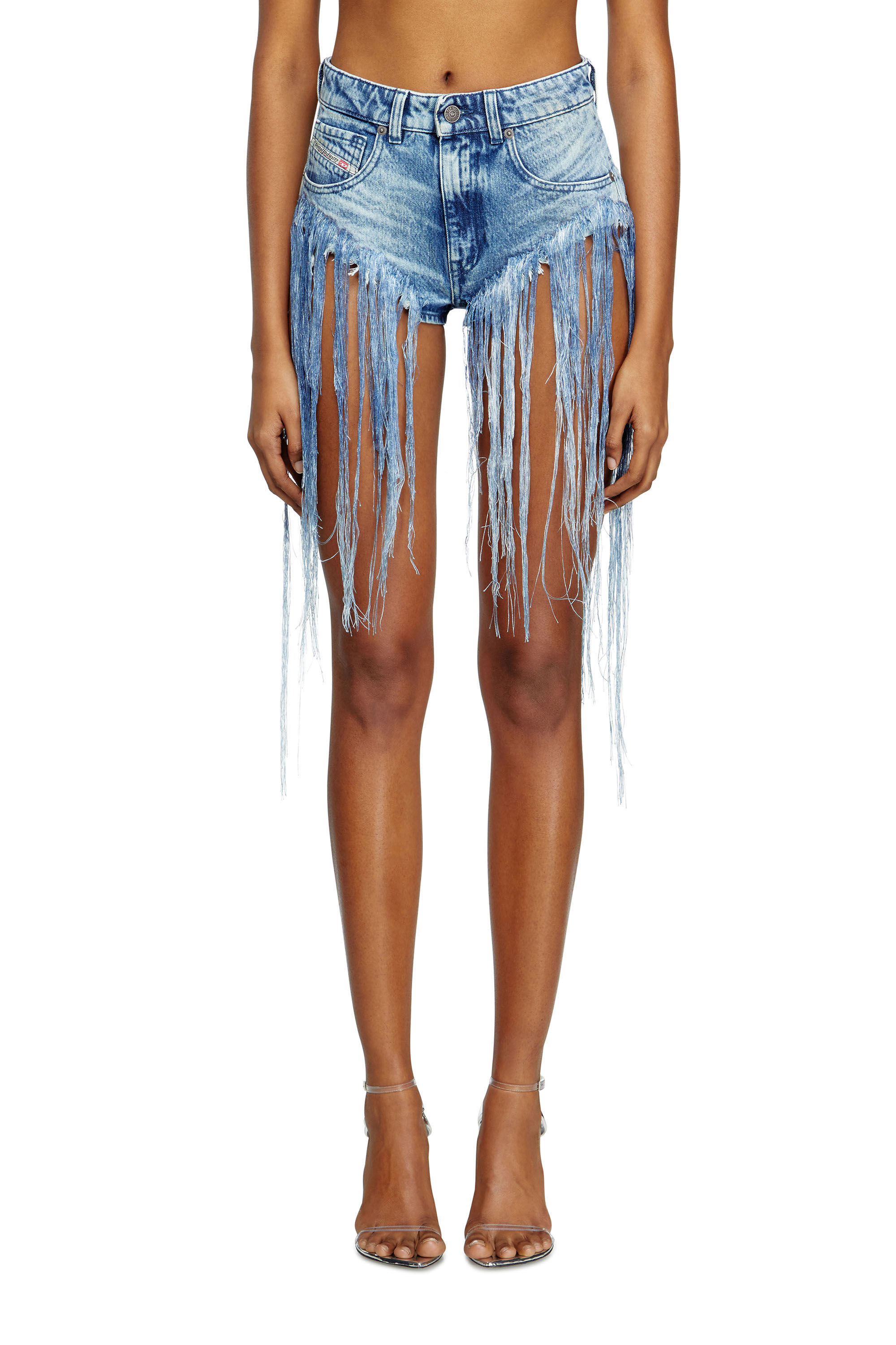 パンツ DIESEL BERMUDA (A181450CMBM) Women's Shorts in distressed fringed denim | Blue | Diesel