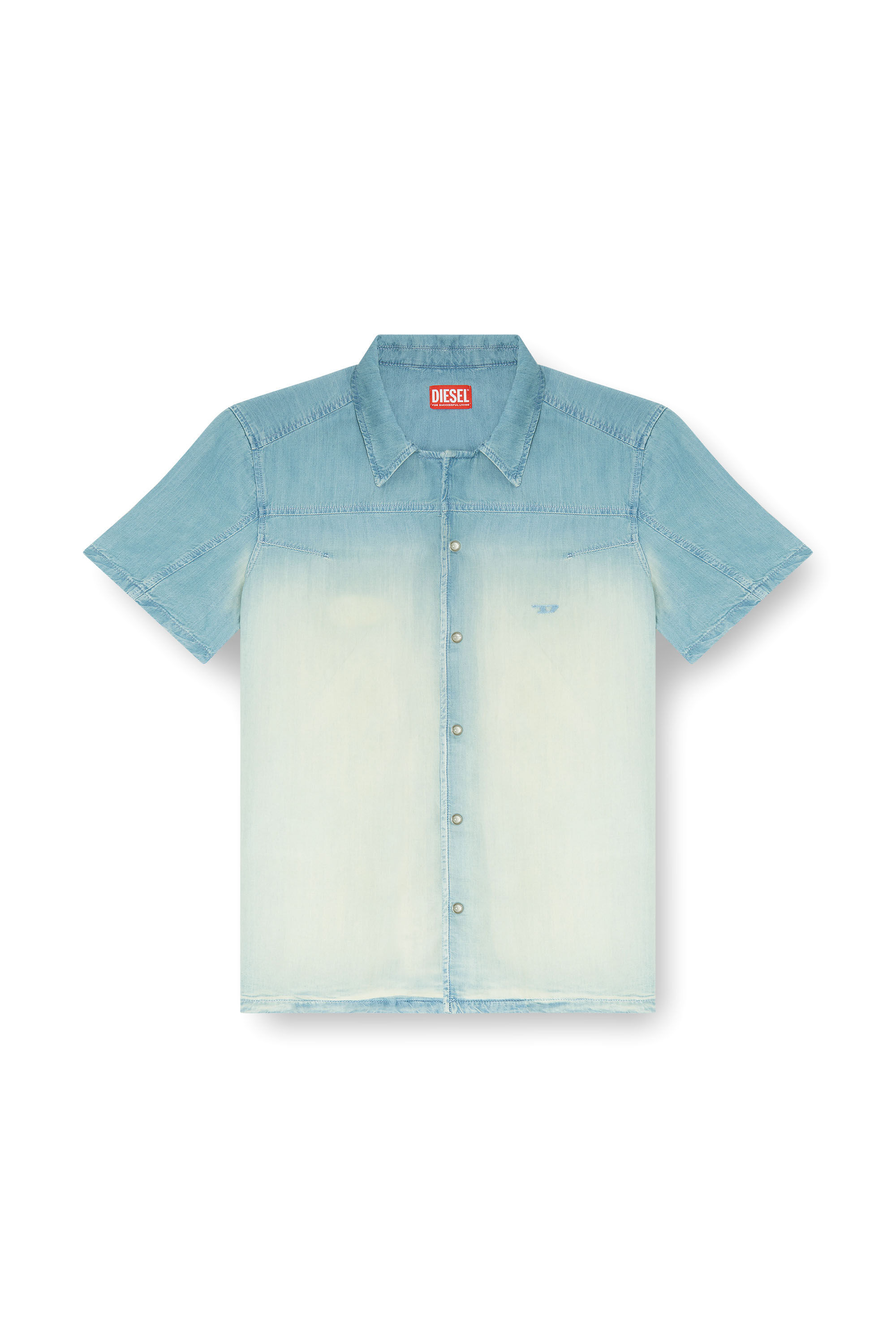 Diesel - D-CLARIVO-S, Camicia a maniche corte in denim fluido sovratinto Uomo in Blu - 2
