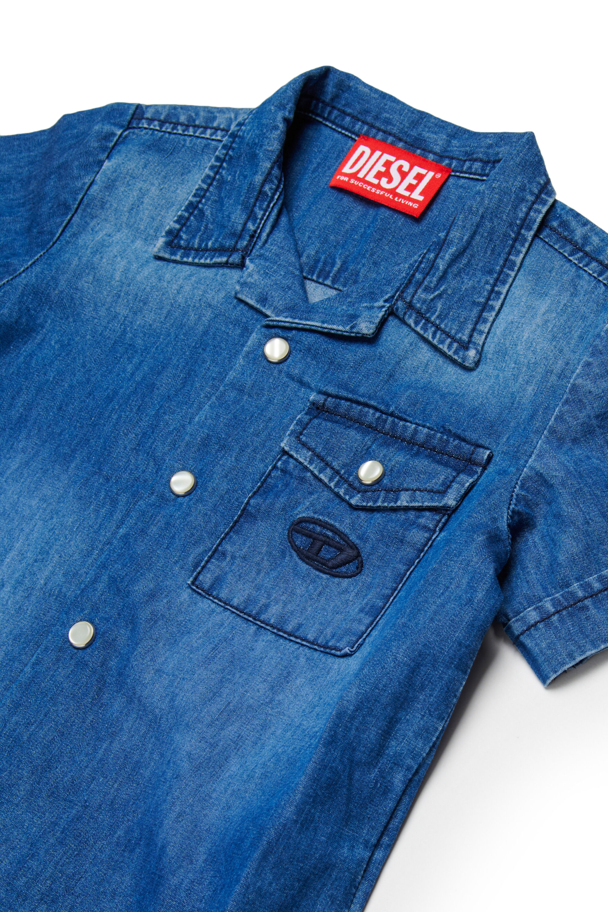 Diesel - CIRIB, Camicia bowling in denim lavato Uomo in Blu - 3