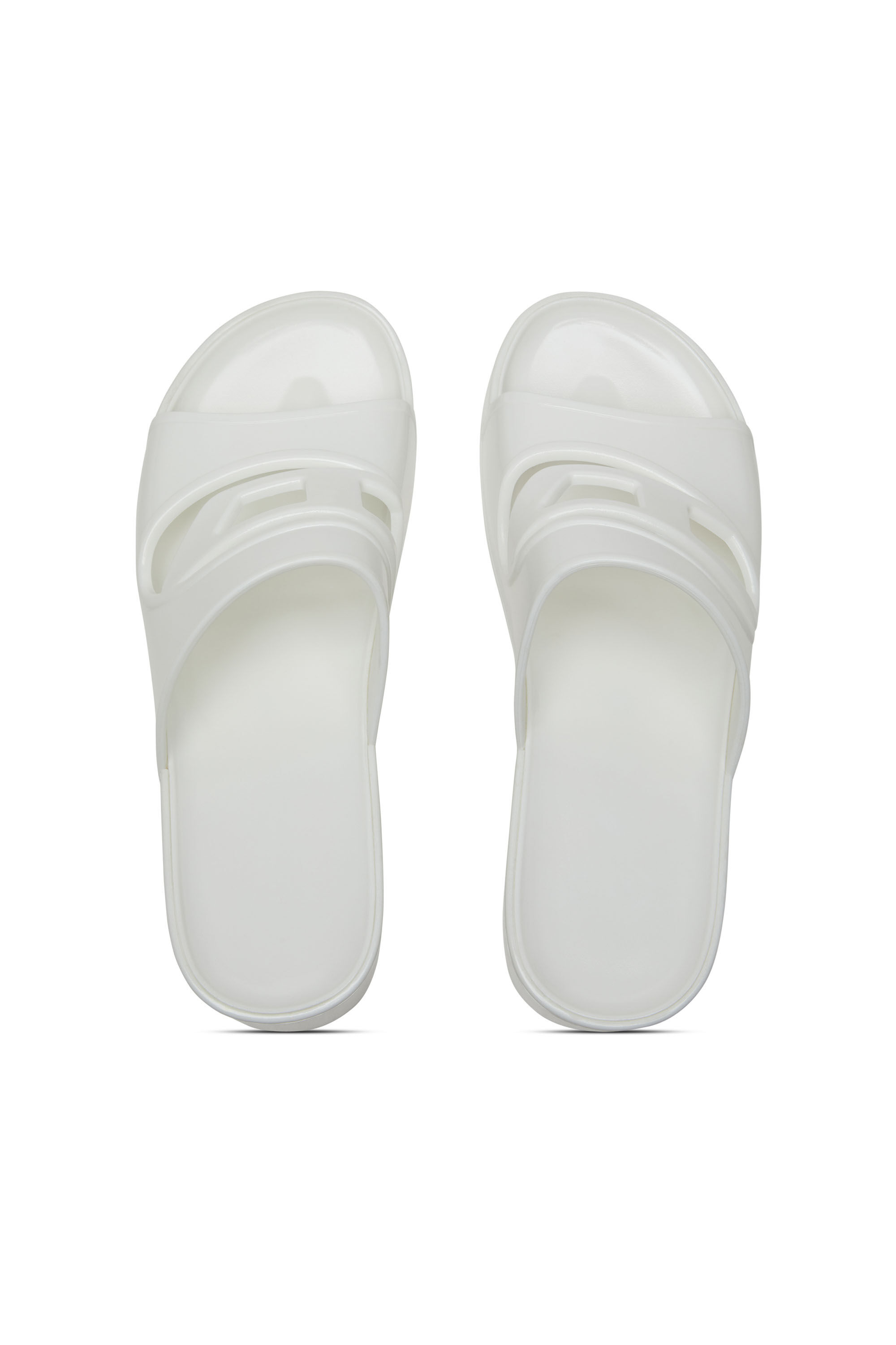 Diesel - SA-BONNIE, Sa-Bonnie-Slide in gomma con tacco e logo cut-out Donna in Bianco - 4