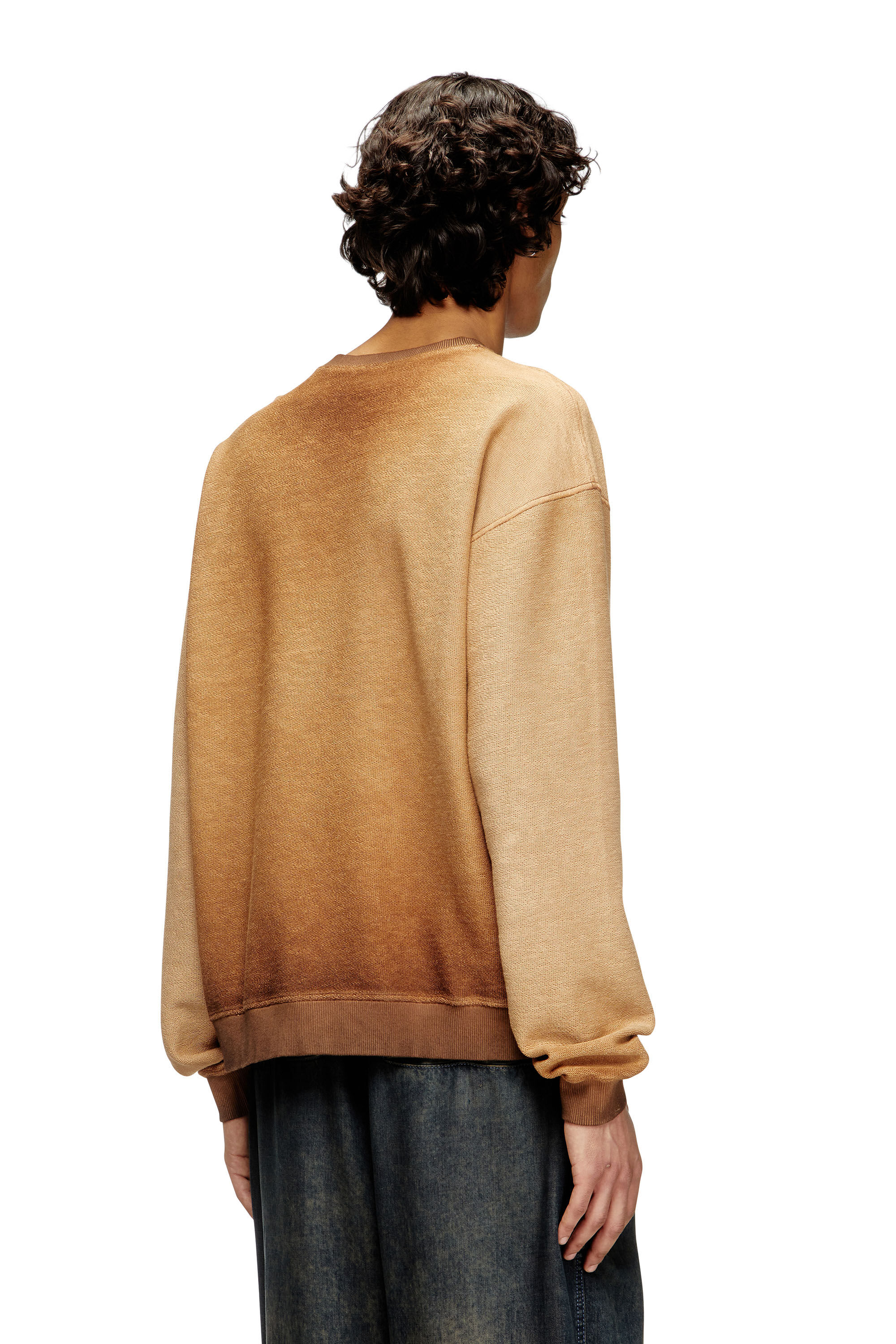 Diesel - S-ARON, Felpa sfumata con logo Phoenix devoré Uomo in Marrone - 4