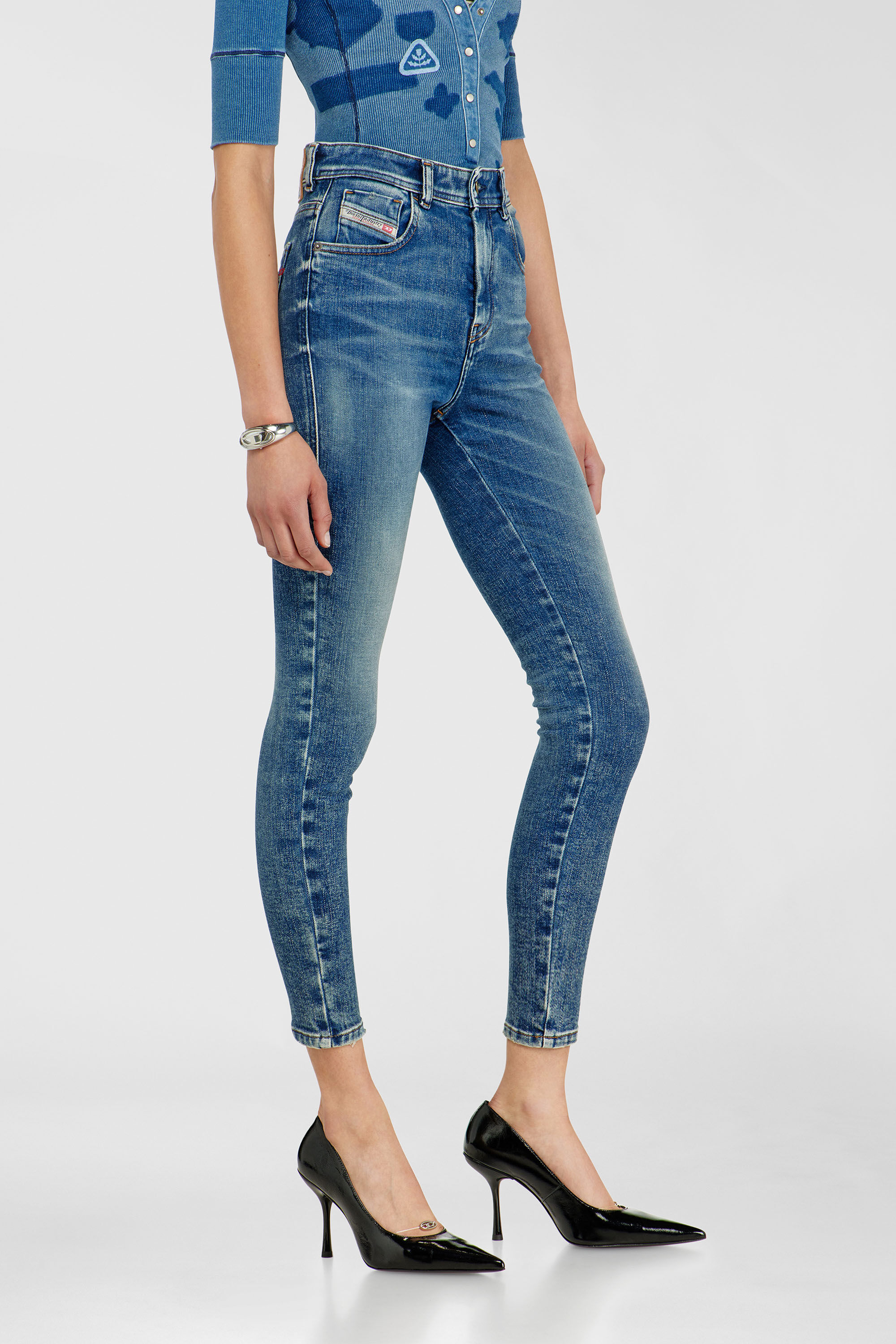 Diesel - Skinny Jeans 1984 Slandy-High 09P72 Donna, Blu medio - Image 7