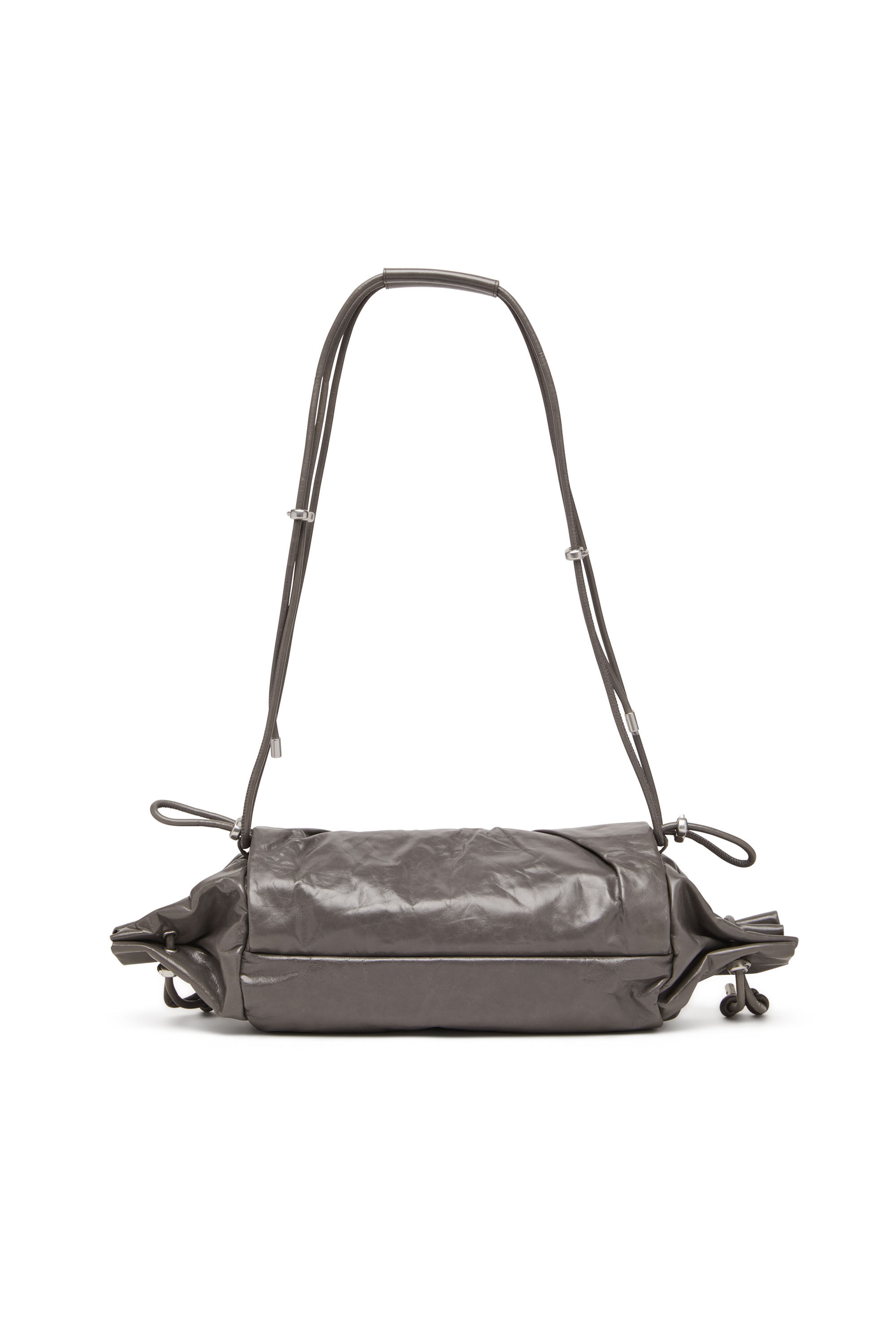 Diesel - SCRUNCH-D SHOULDER M, Scrunch-D M-Borsa a spalla in pelle lucida Donna in Grigio - 3