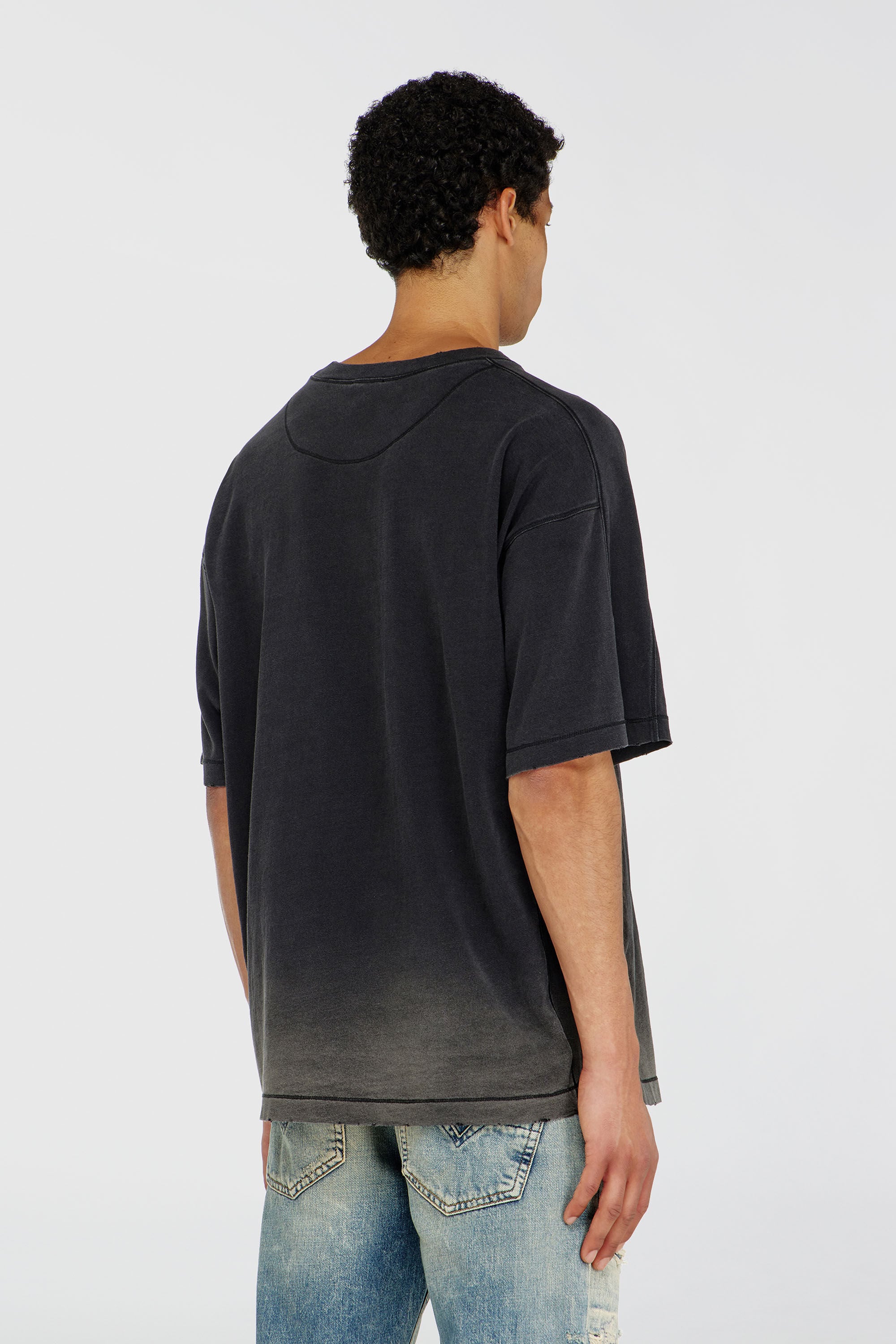 Diesel - T-CROX, T-shirt in cotone effetto sfumato Uomo in Nero - 4