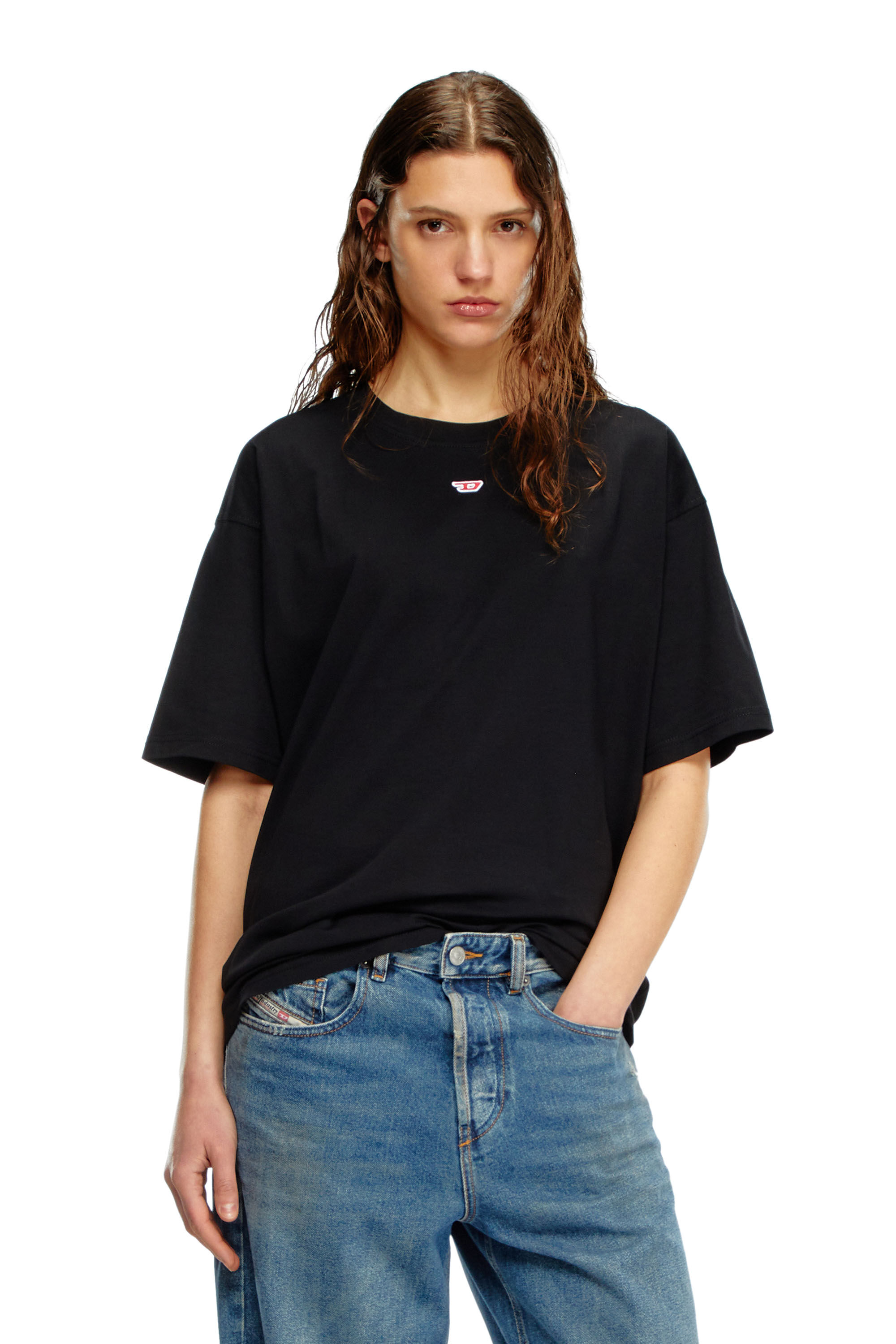 Diesel - T-BOXT-D, T-shirt con patch D ricamato Unisex in Nero - 5