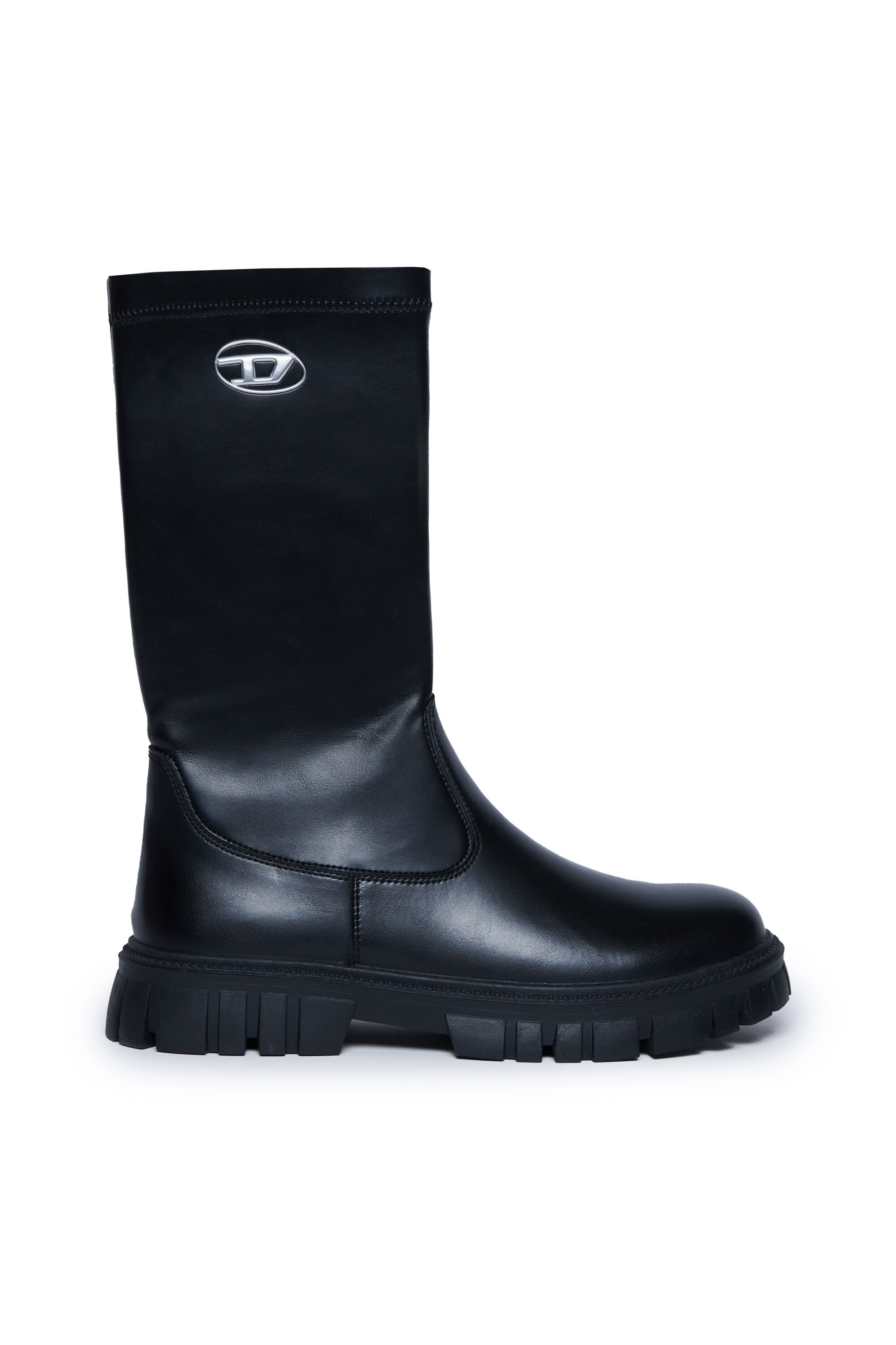 Diesel - D-HAMMER KNT, Stivali in pelle al ginocchio Unisex in Nero - 1