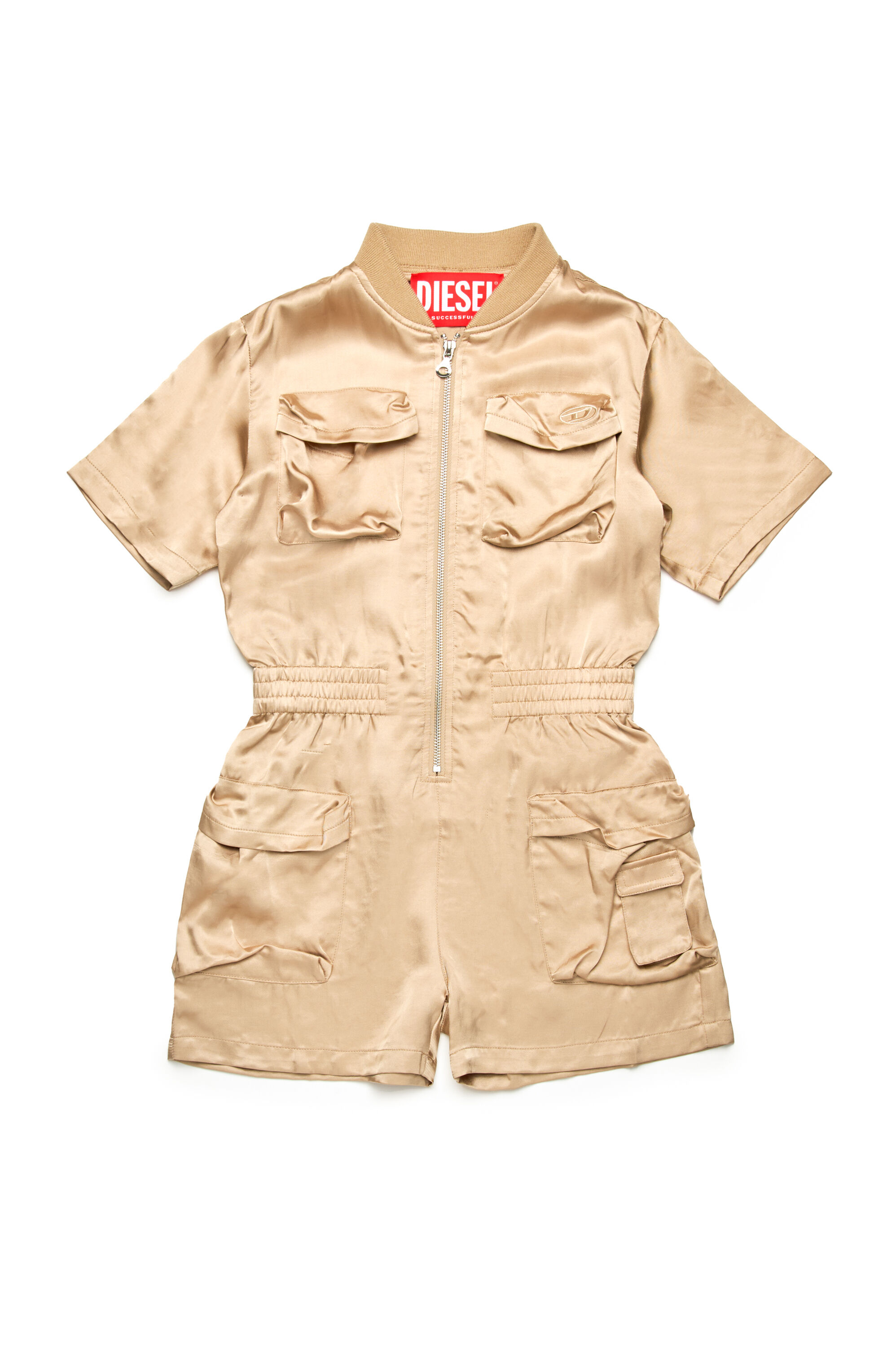 Diesel - JVENY, Tuta multitasche in tessuto lucido Donna in Marrone - 1