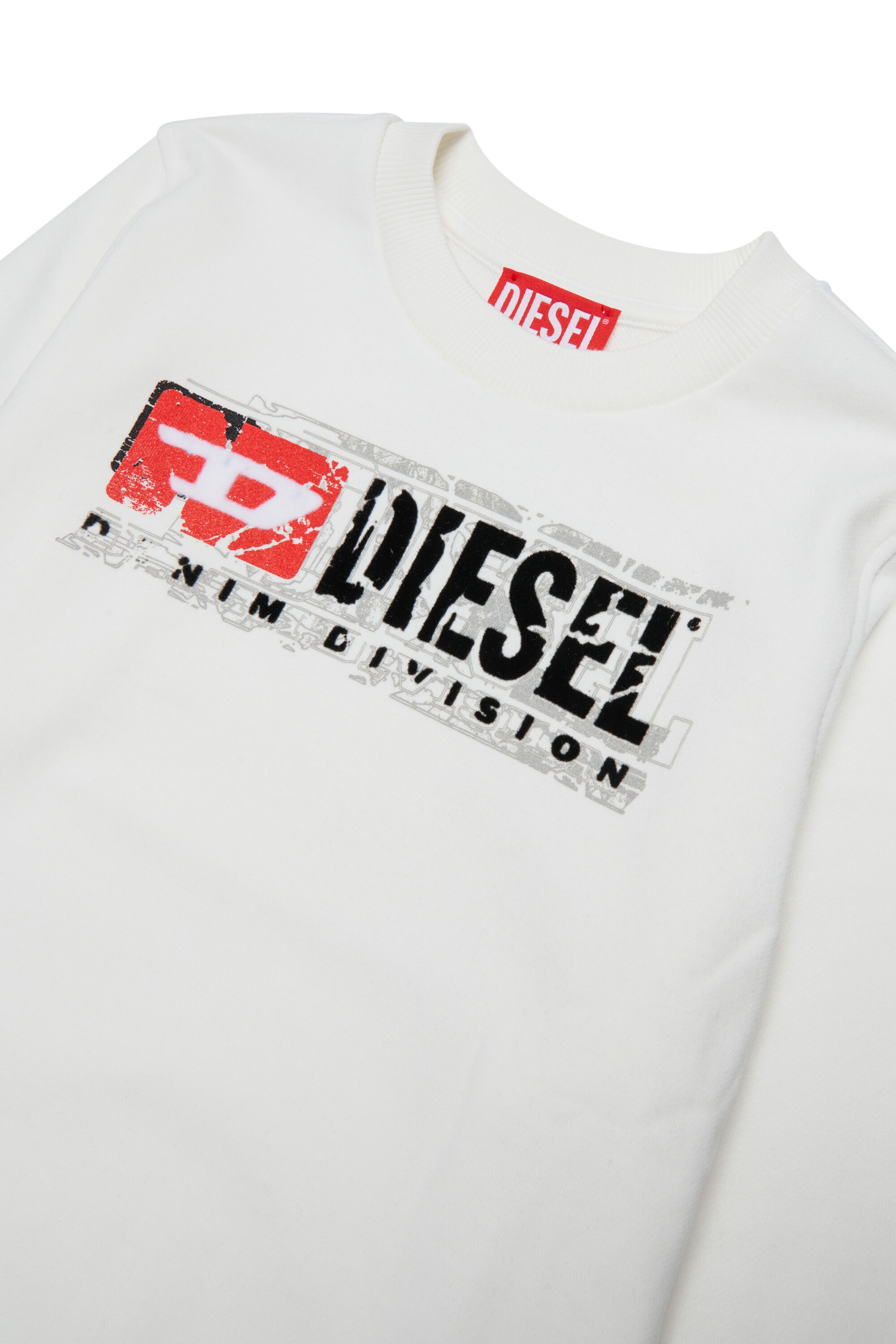 Diesel - SLOMIX, Felpa con logo effetto distressed Uomo in Bianco - 3