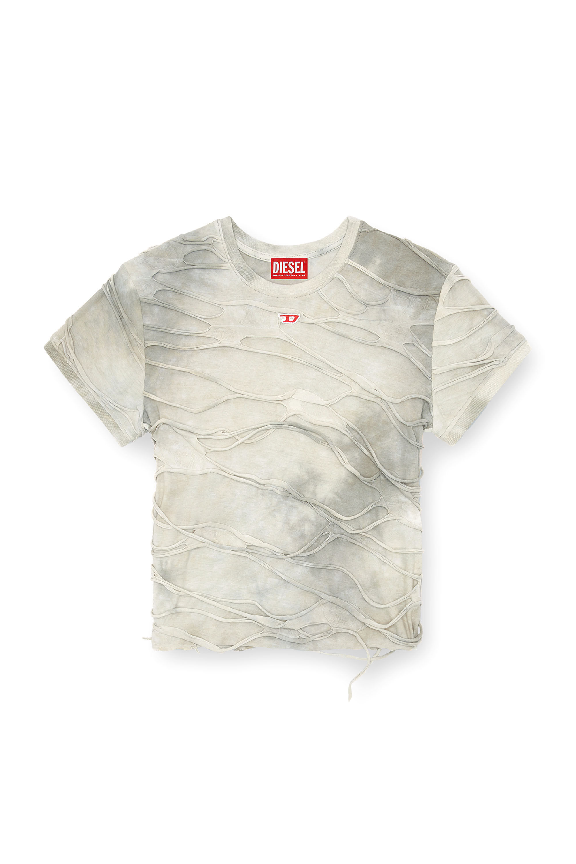 Diesel - T-UNCUTIE-LONG-P1, Donna T-shirt con fili fluttuanti in Grigio - Image 2
