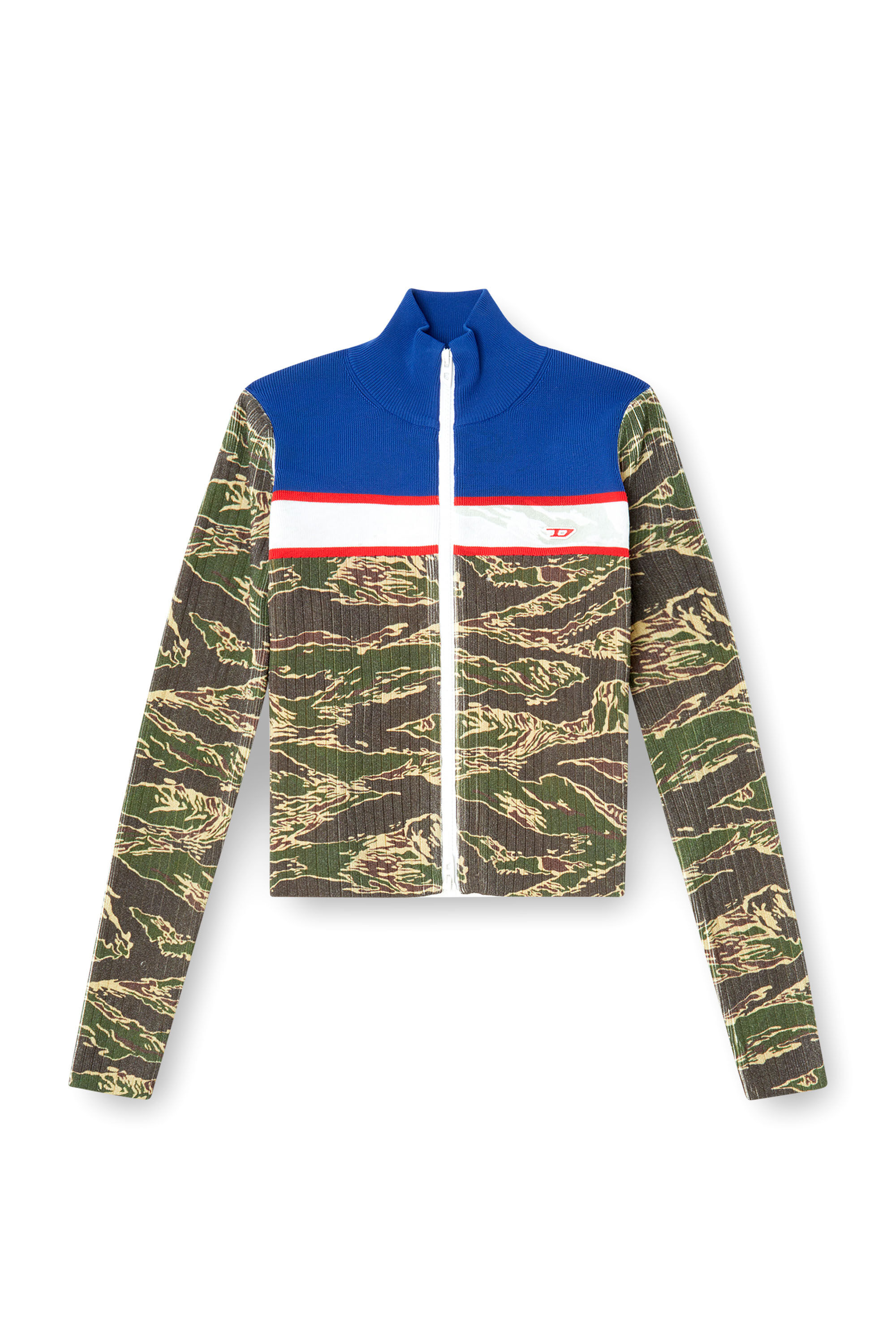 Diesel - M-CAMUT, Maglia con zip in viscosa a coste camouflage Donna in Multicolor - 2