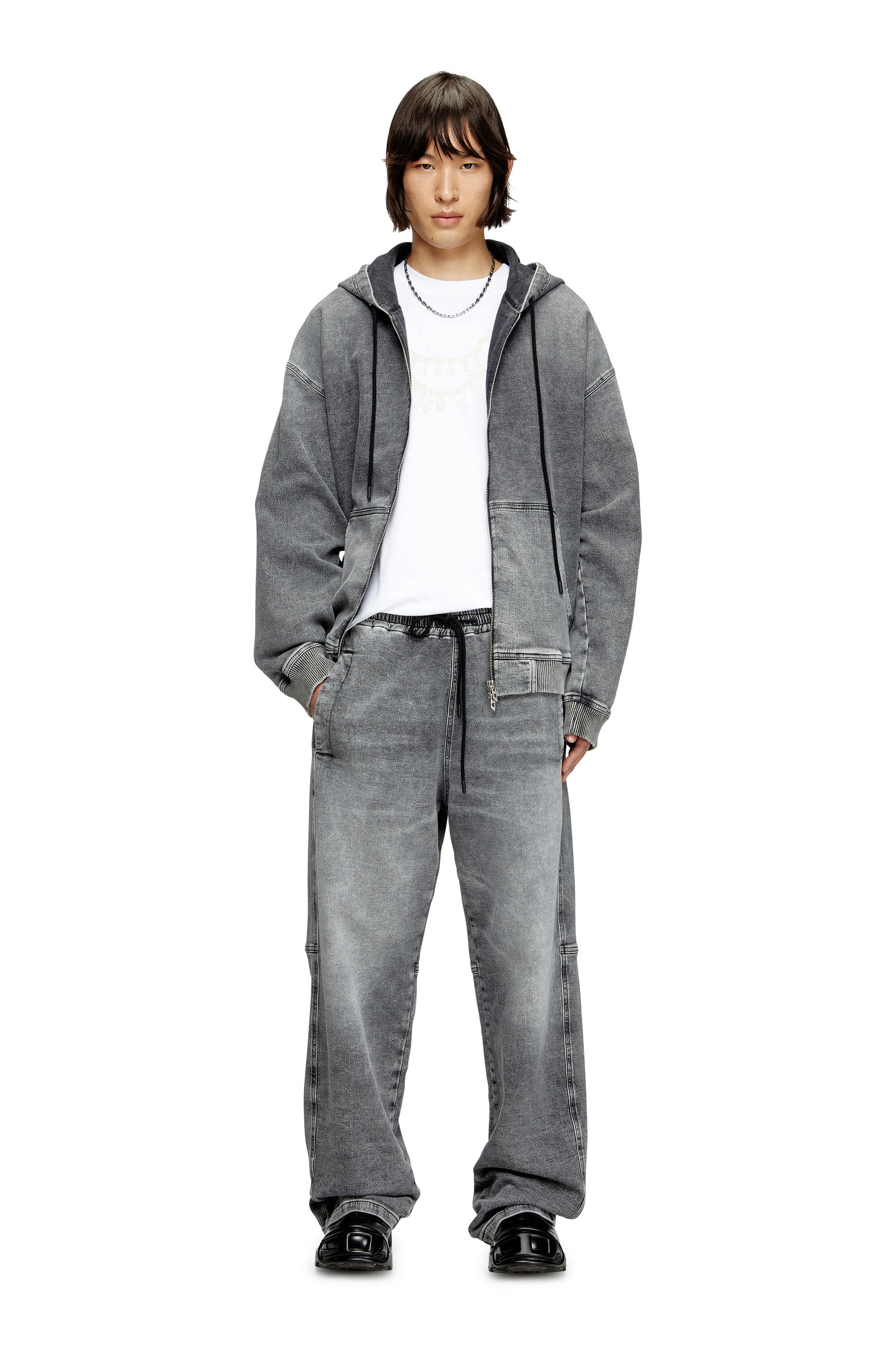Diesel - Relaxed D-Martyans Track Denim 0BEBR Unisex, Nero/Grigio scuro - Image 1