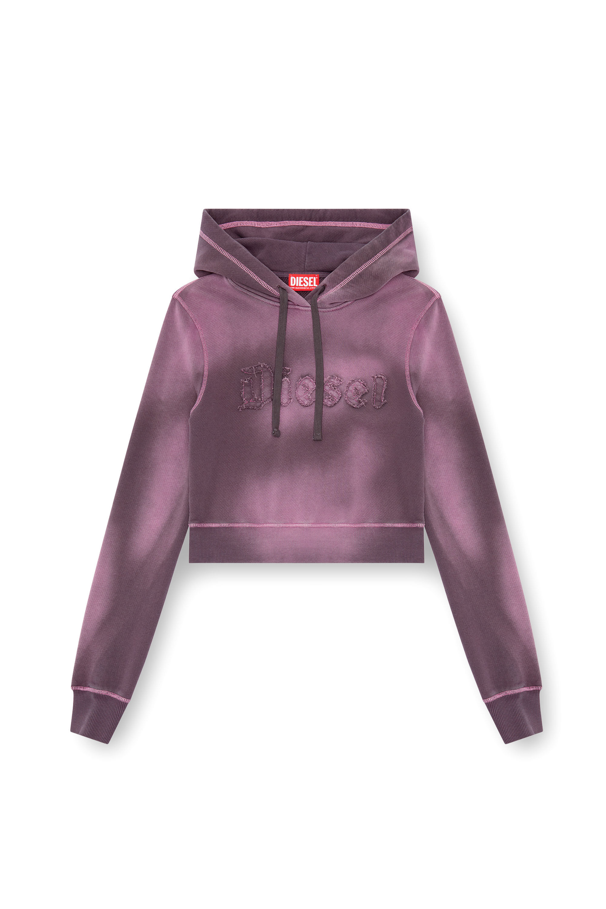 Hoodie sovratinto con logo sfrangiato Donna Viola Diesel