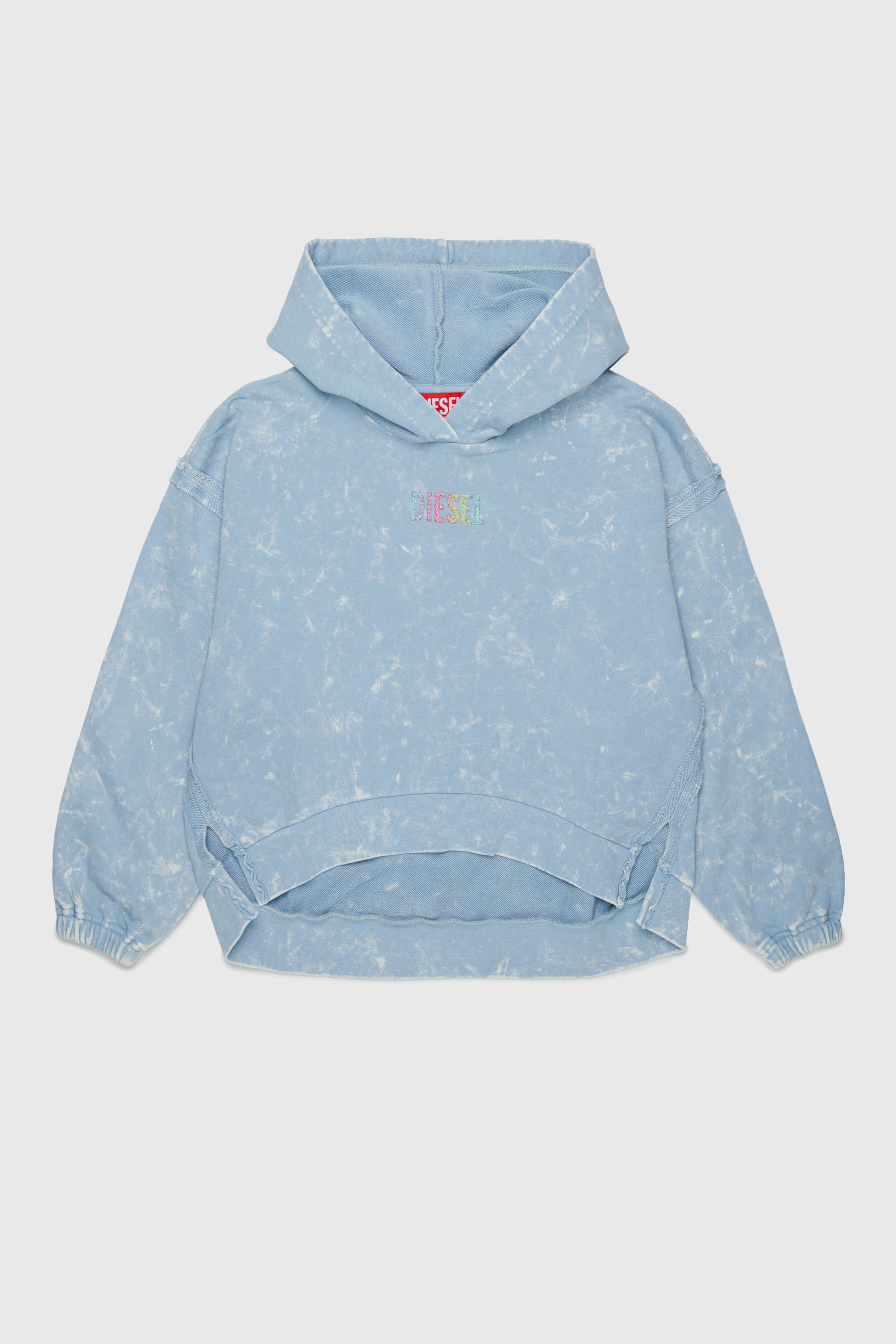 Diesel - SLOXY, Felpa con cappuccio effetto tie-dye con logo arcobaleno Donna in Blu - 1