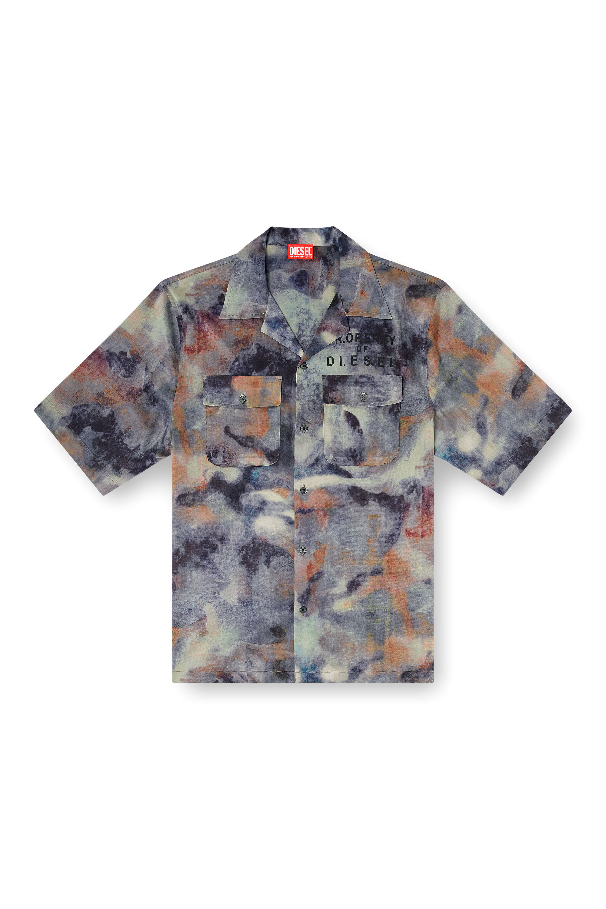 Diesel - S-BRACK-DMBN, Camicia in raso con stampa camouflage su tutta la superficie Uomo in Multicolor - 2