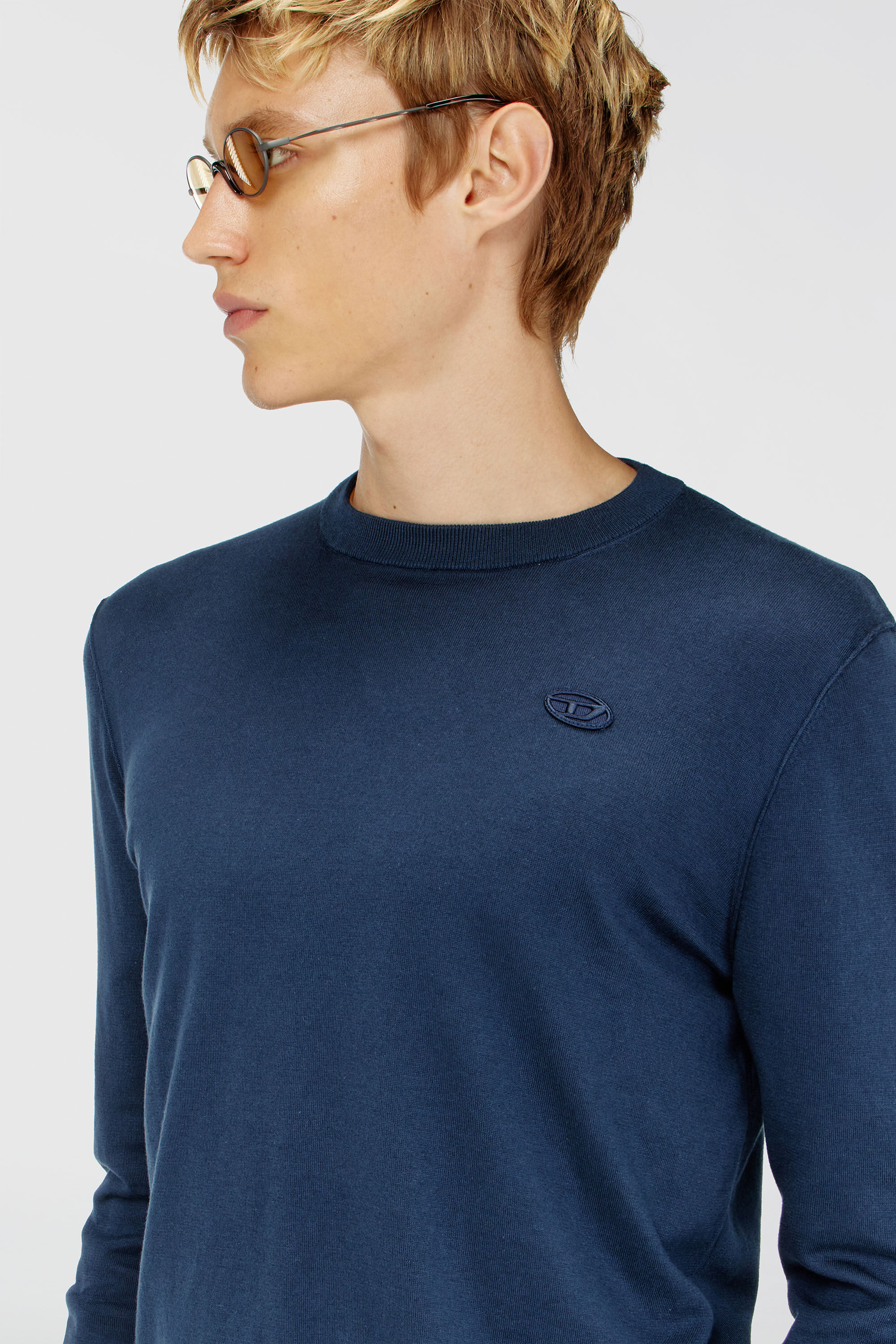 Diesel - K-FREEX-TAG-T92, Maglia in cotone con logo tono su tono Uomo in Blu - 5