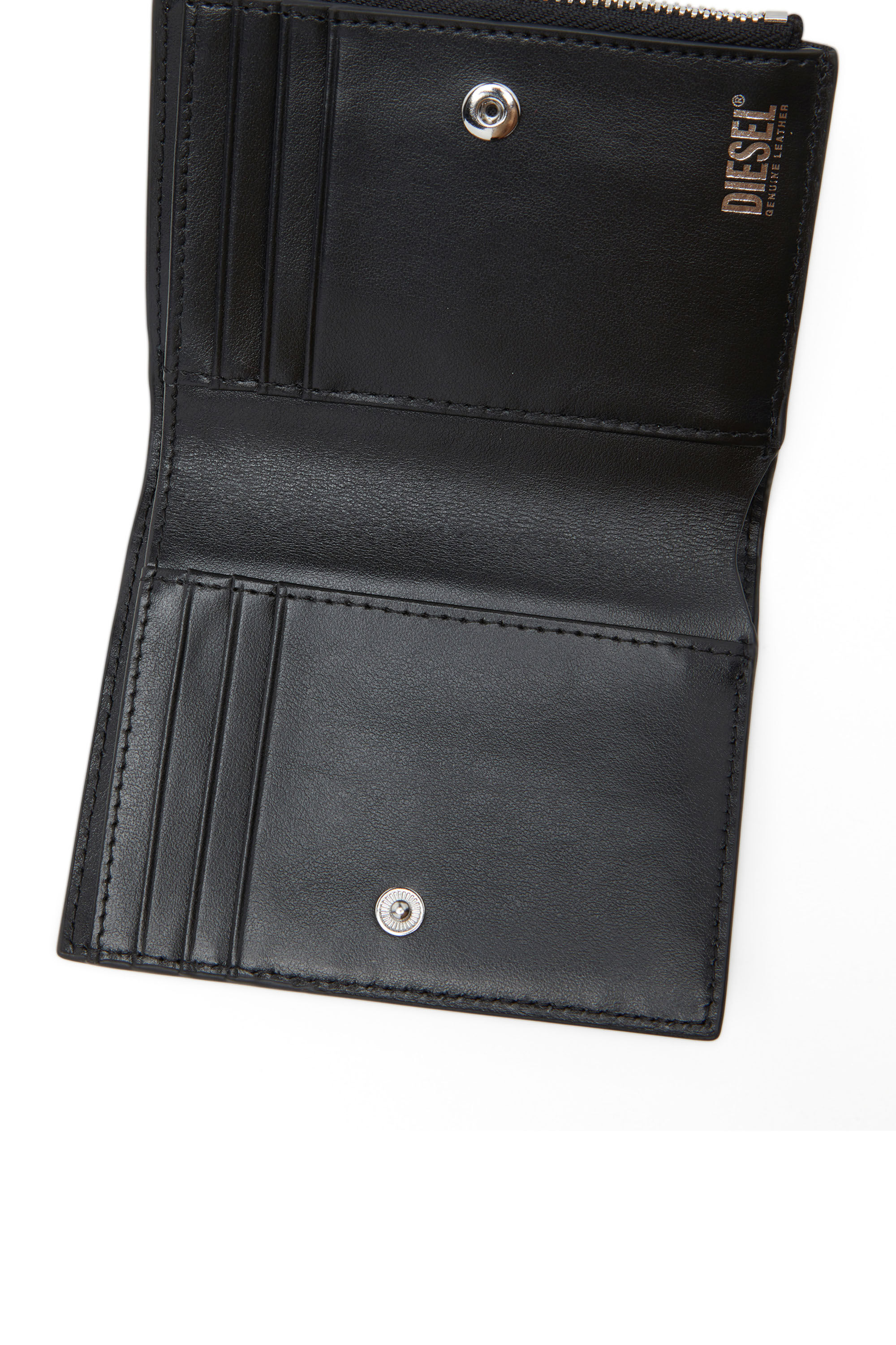 Portafoglio piccolo in pelle con placca logo Donna Nero Diesel