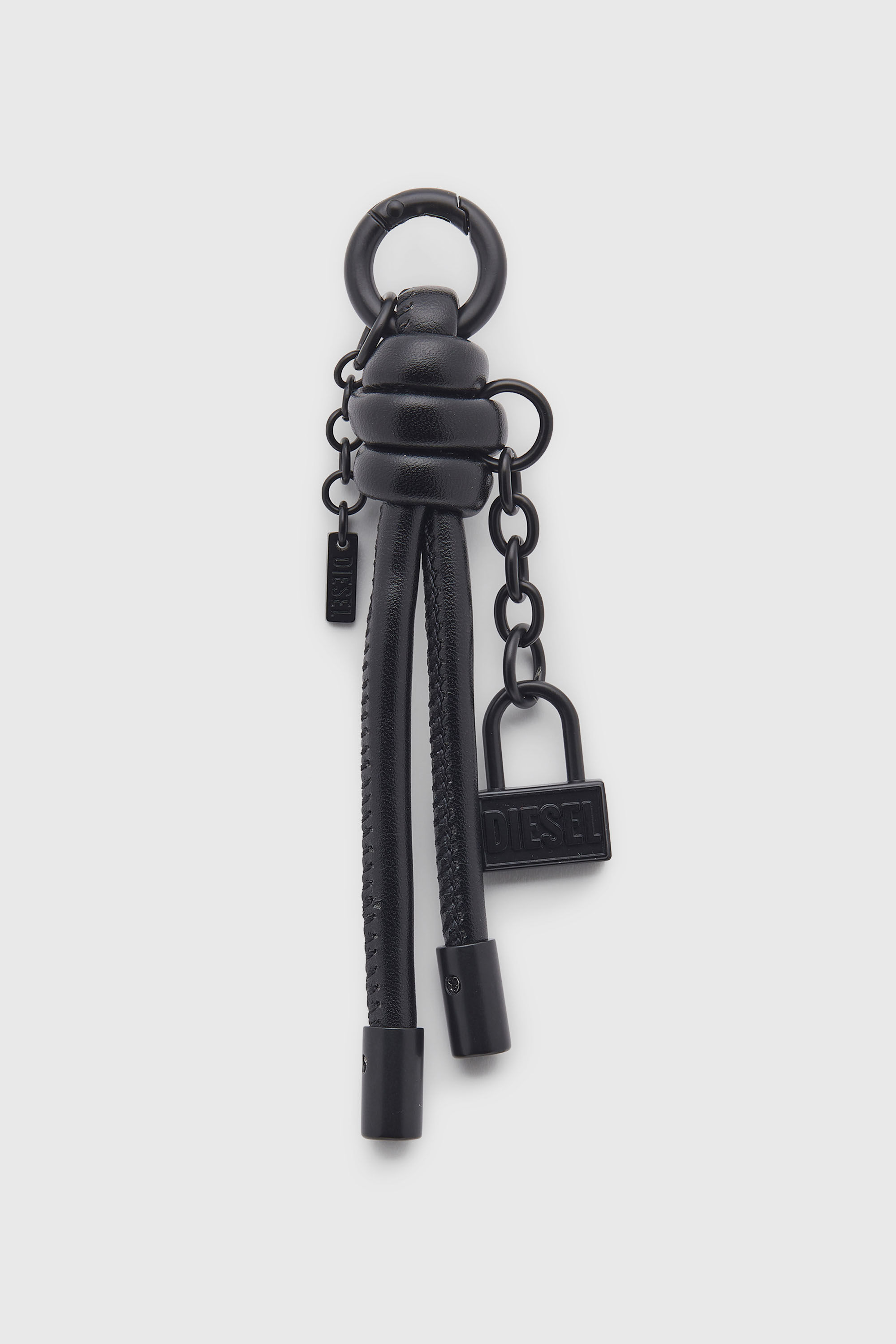 Diesel - CHARM-LOCK II, Portachiavi in metallo con dettaglio lucchetto Diesel Uomo in Nero - 1