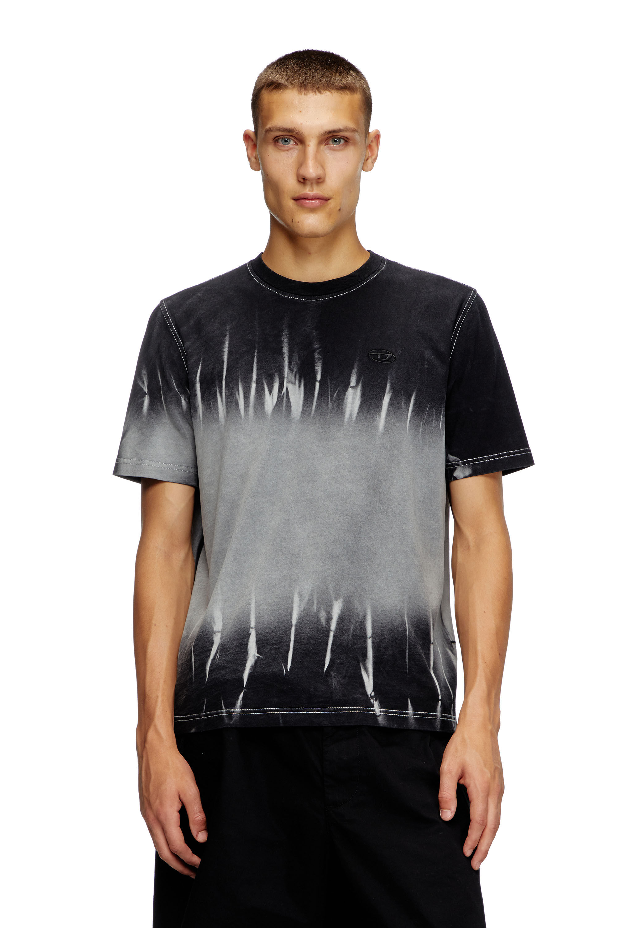 Diesel - T-ADJUST-R21, T-shirt tie-dye con ricamo logo Uomo in Nero - 3
