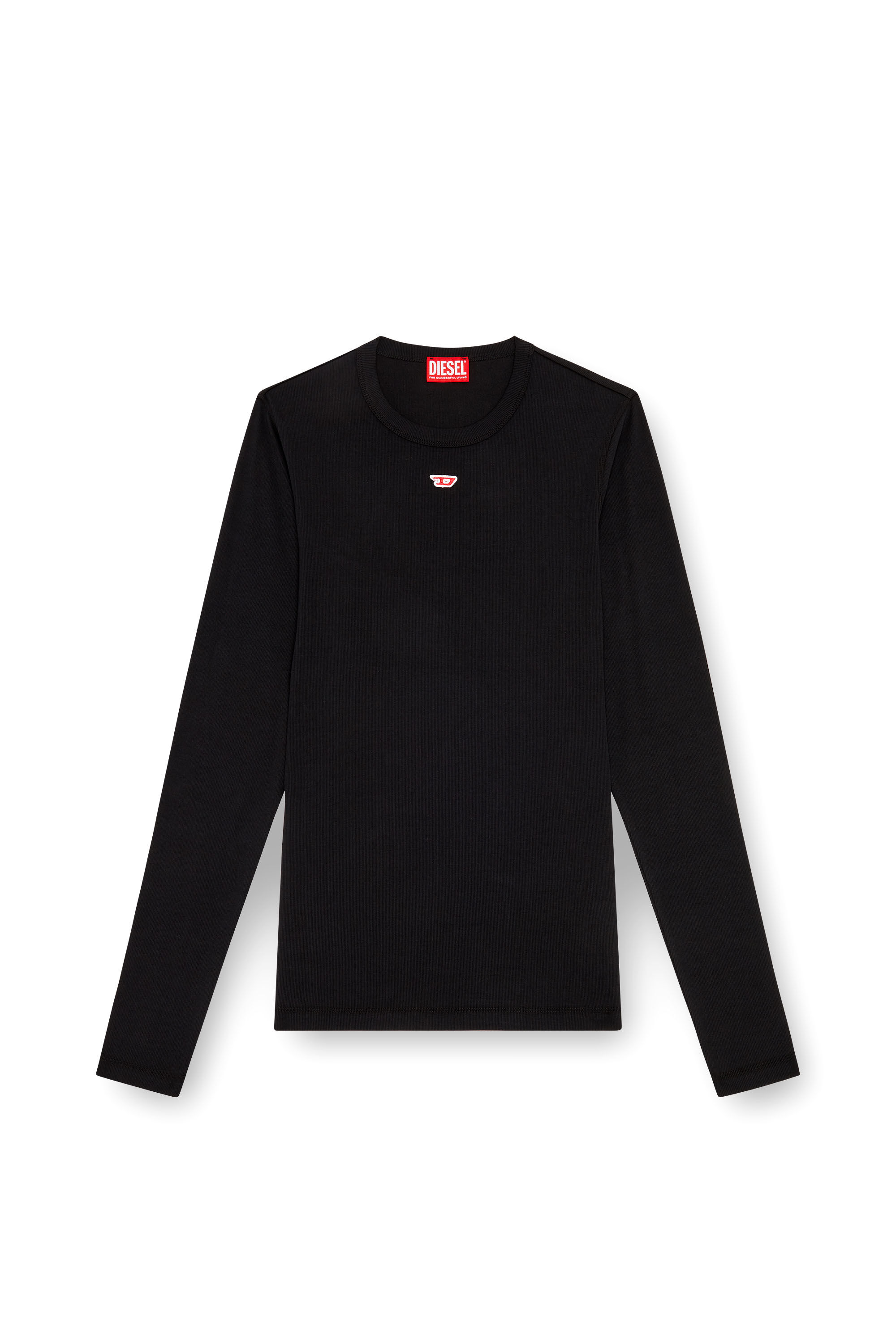 Maglia a maniche lunghe con logo D applicato Uomo Nero Diesel