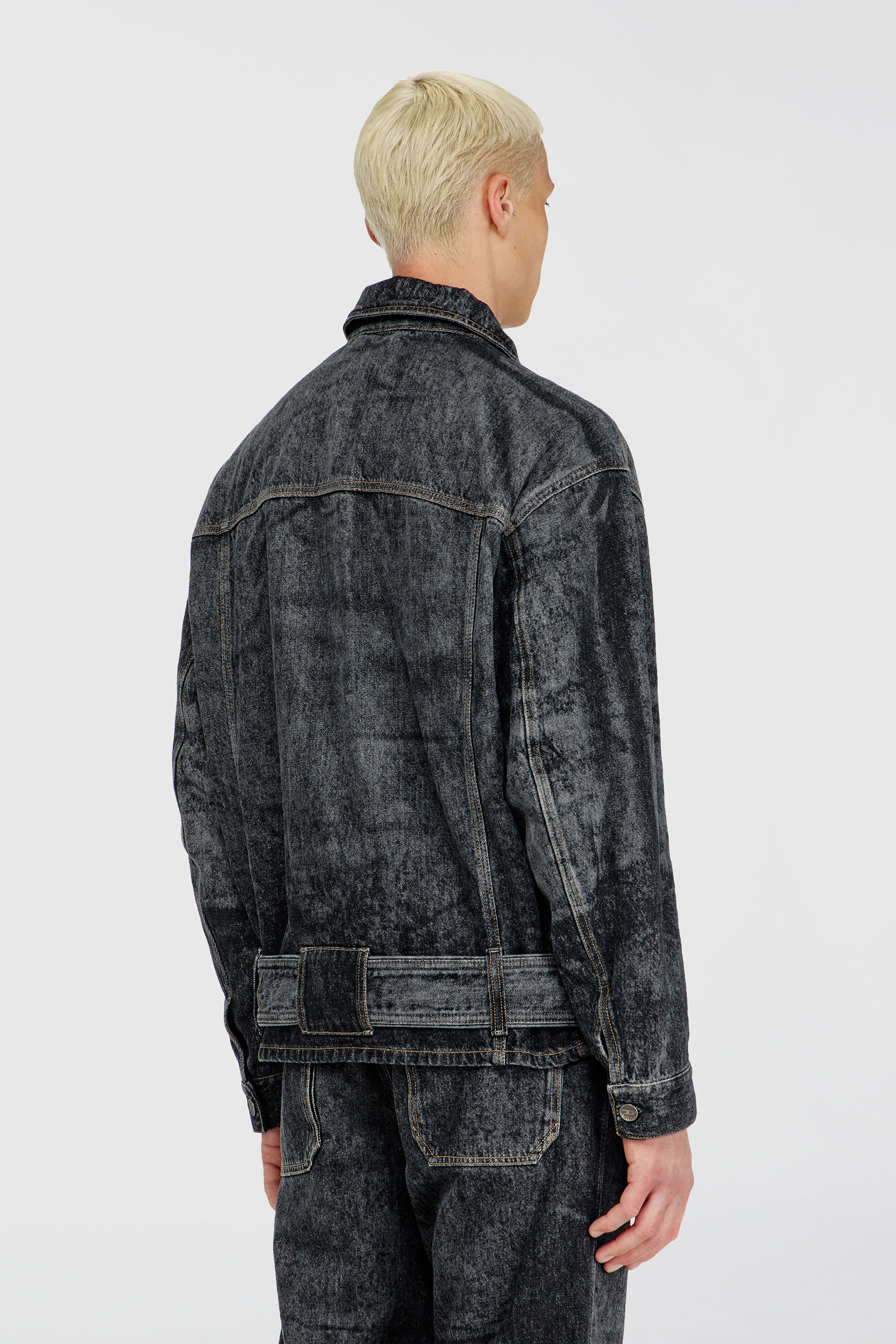Diesel - D-VALERO-S, Giacca in denim d'ispirazione biker Uomo in Grigio - 4