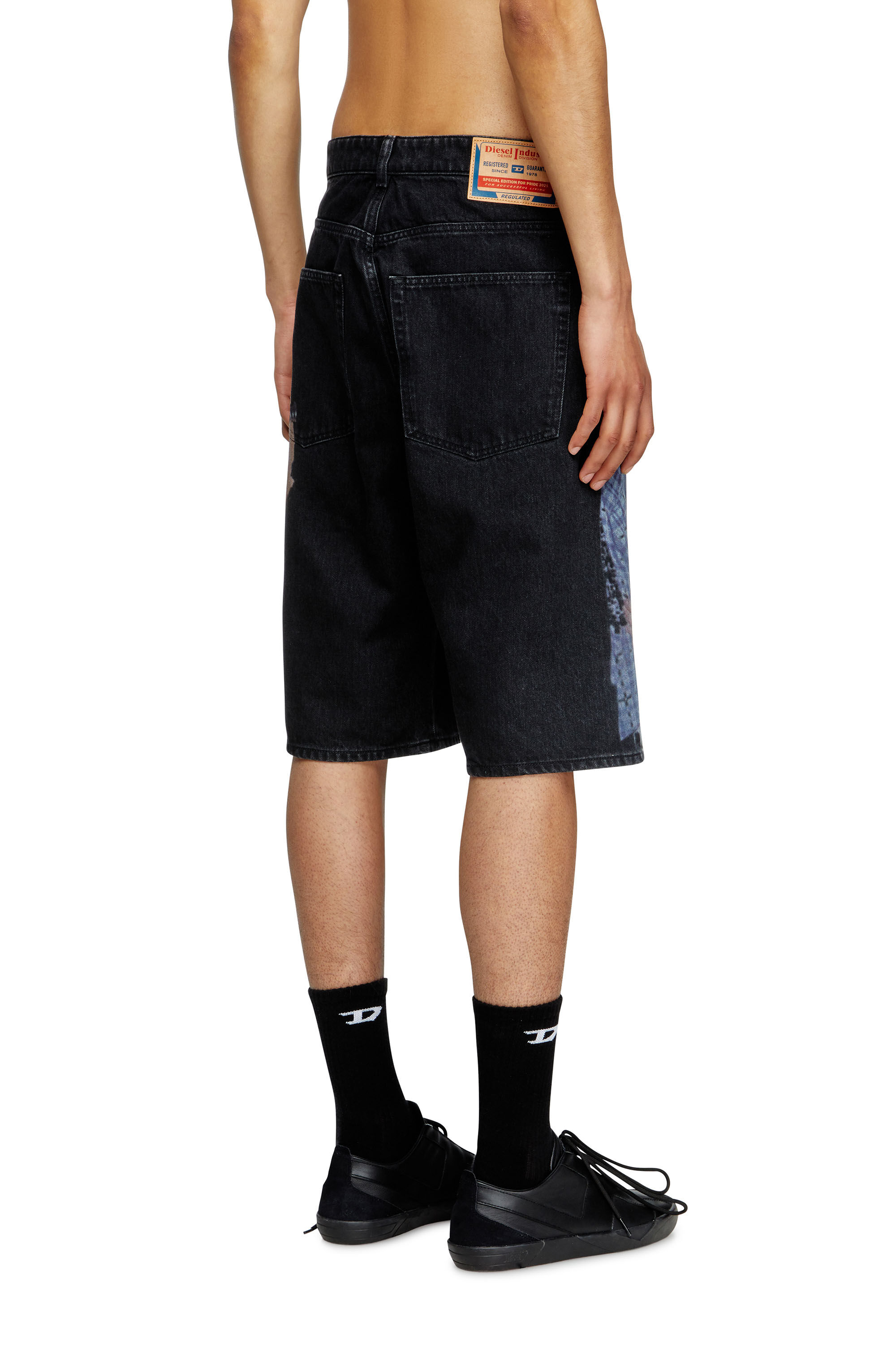 Diesel - PR-D-RIXFORD-S, Short in denim con stampa multicolor Unisex in Nero - 4
