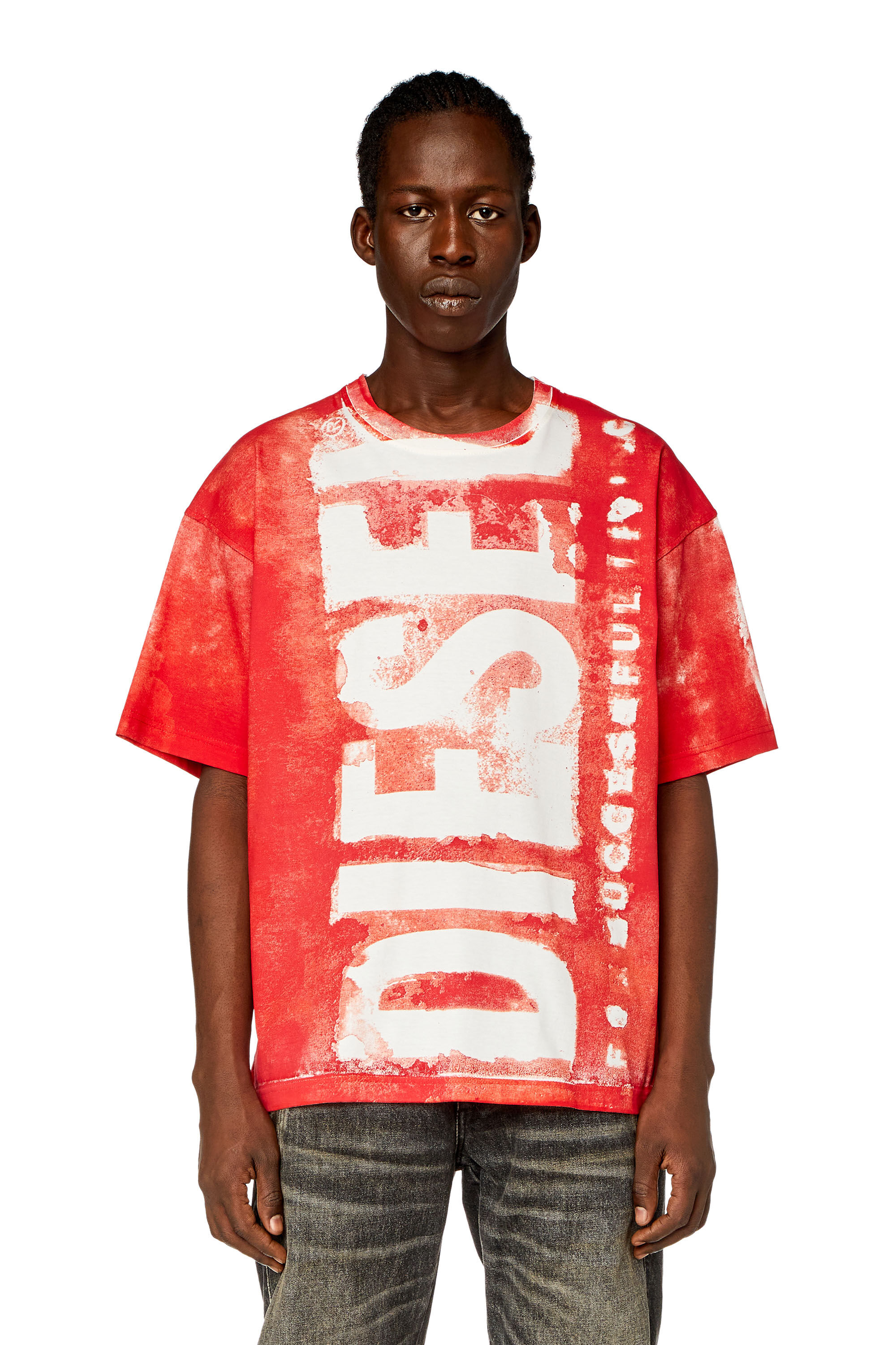 Diesel - T-BOXT-BISC, T-shirt con maxi loghi a macchie Uomo in Rosso - 2