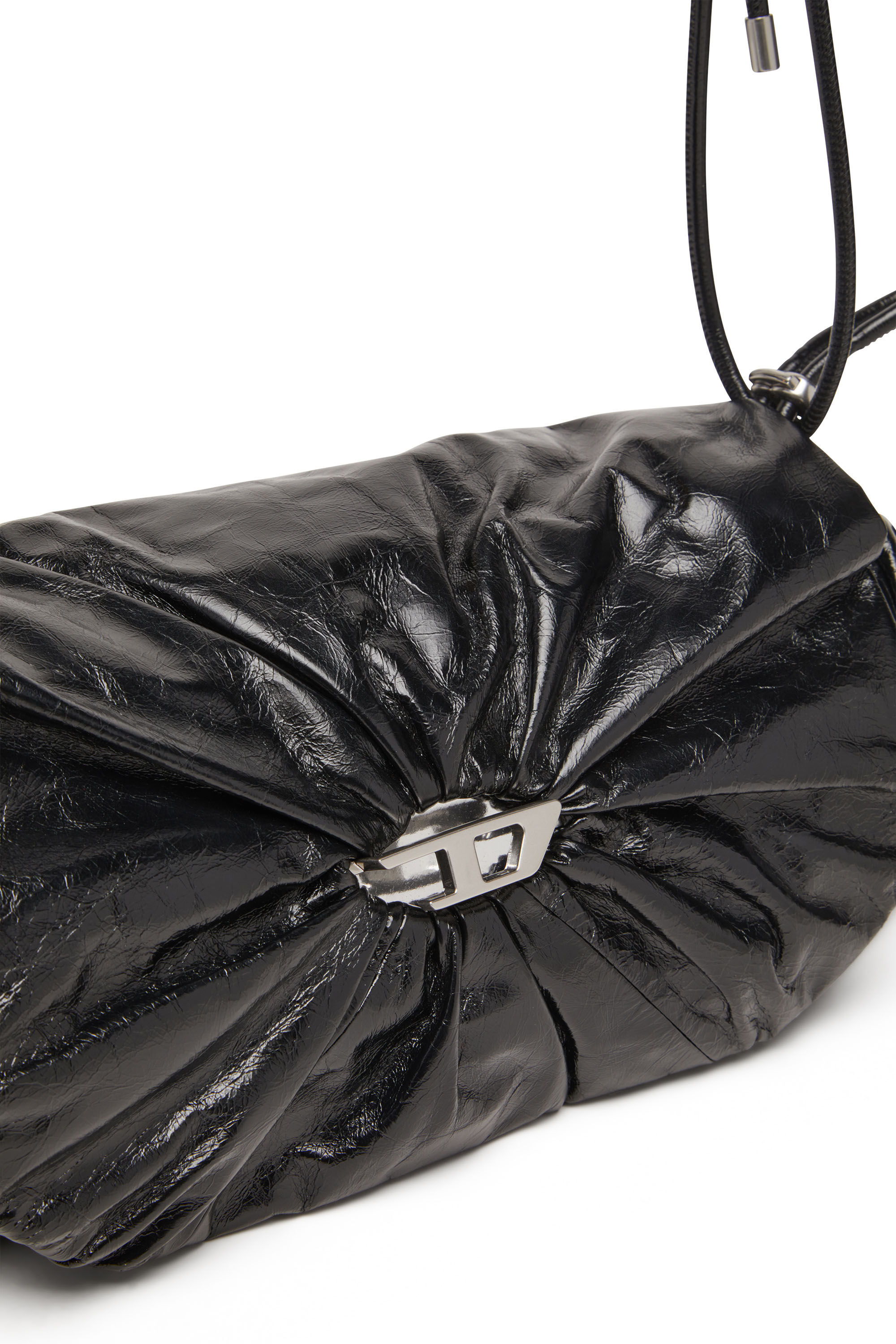 Diesel - SCRUNCH-D SHOULDER M, Scrunch-D M-Borsa a spalla in pelle lucida Donna in Nero - 2