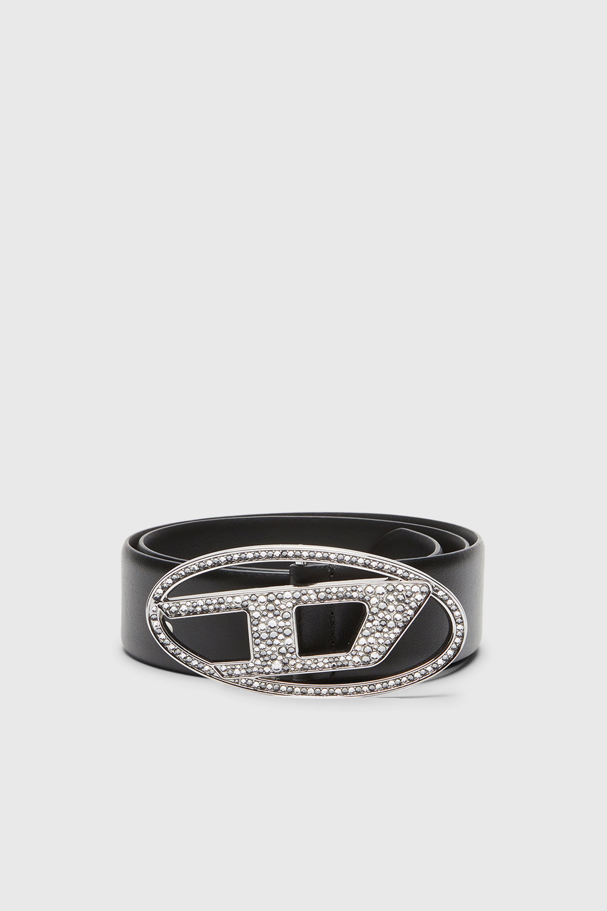 Diesel - B-1DR STRASS, Cintura 4 cm in pelle con fibbia gioiello Donna in Nero - 1