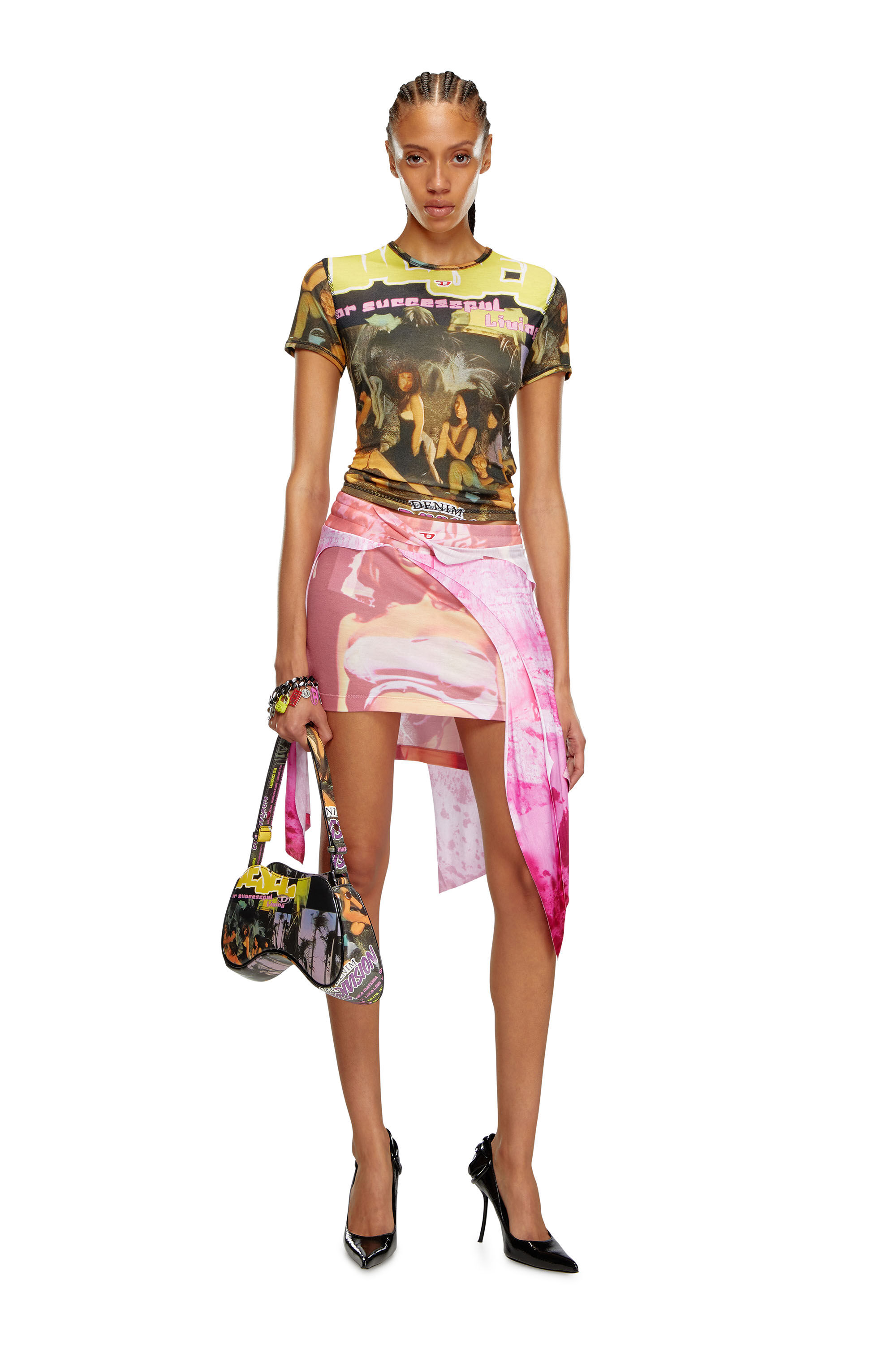 Hot pink jersey mini skirt 2025