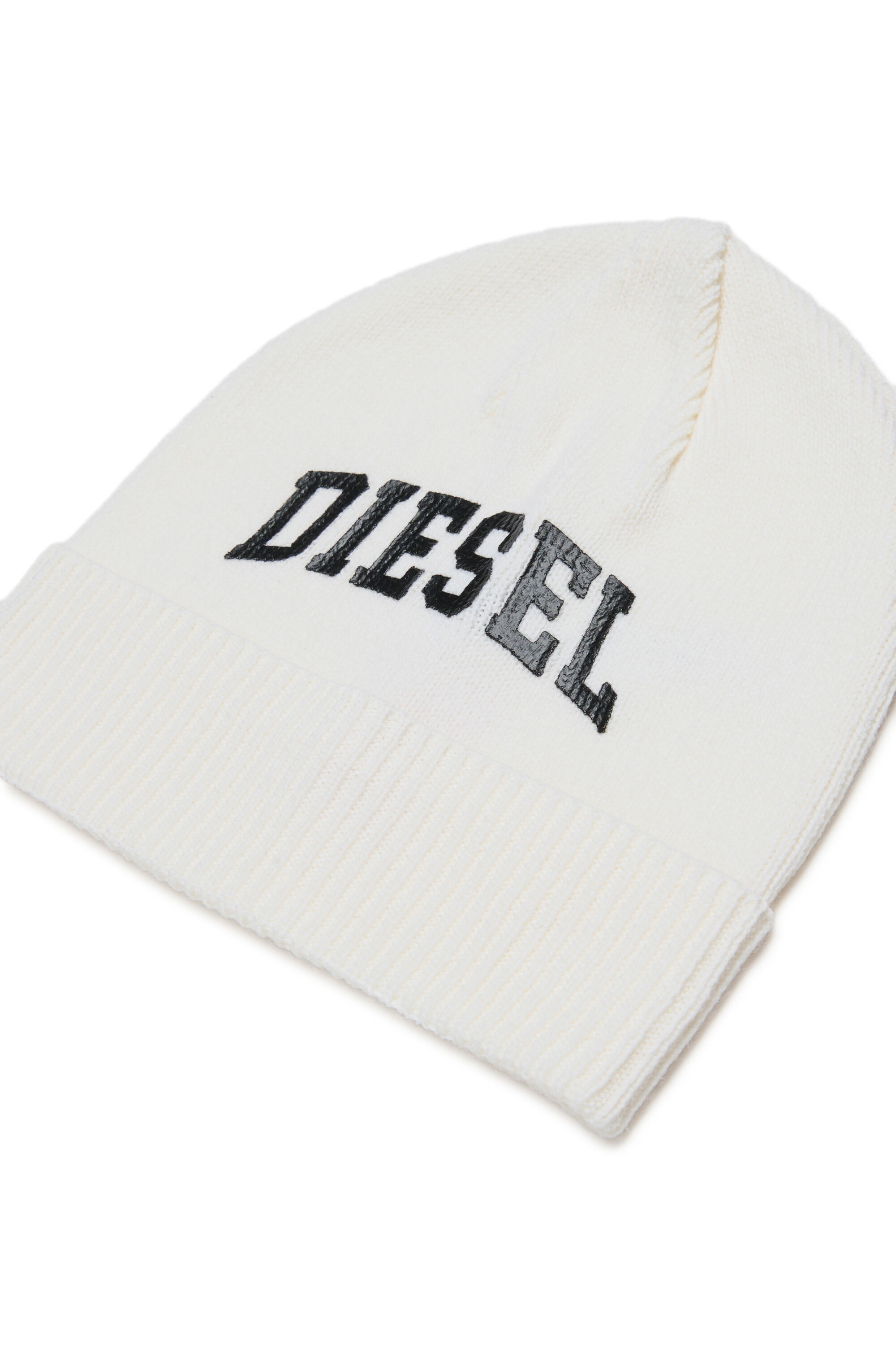 Diesel - FBAND, Berretto in misto lana con logo Unisex in Bianco - 3