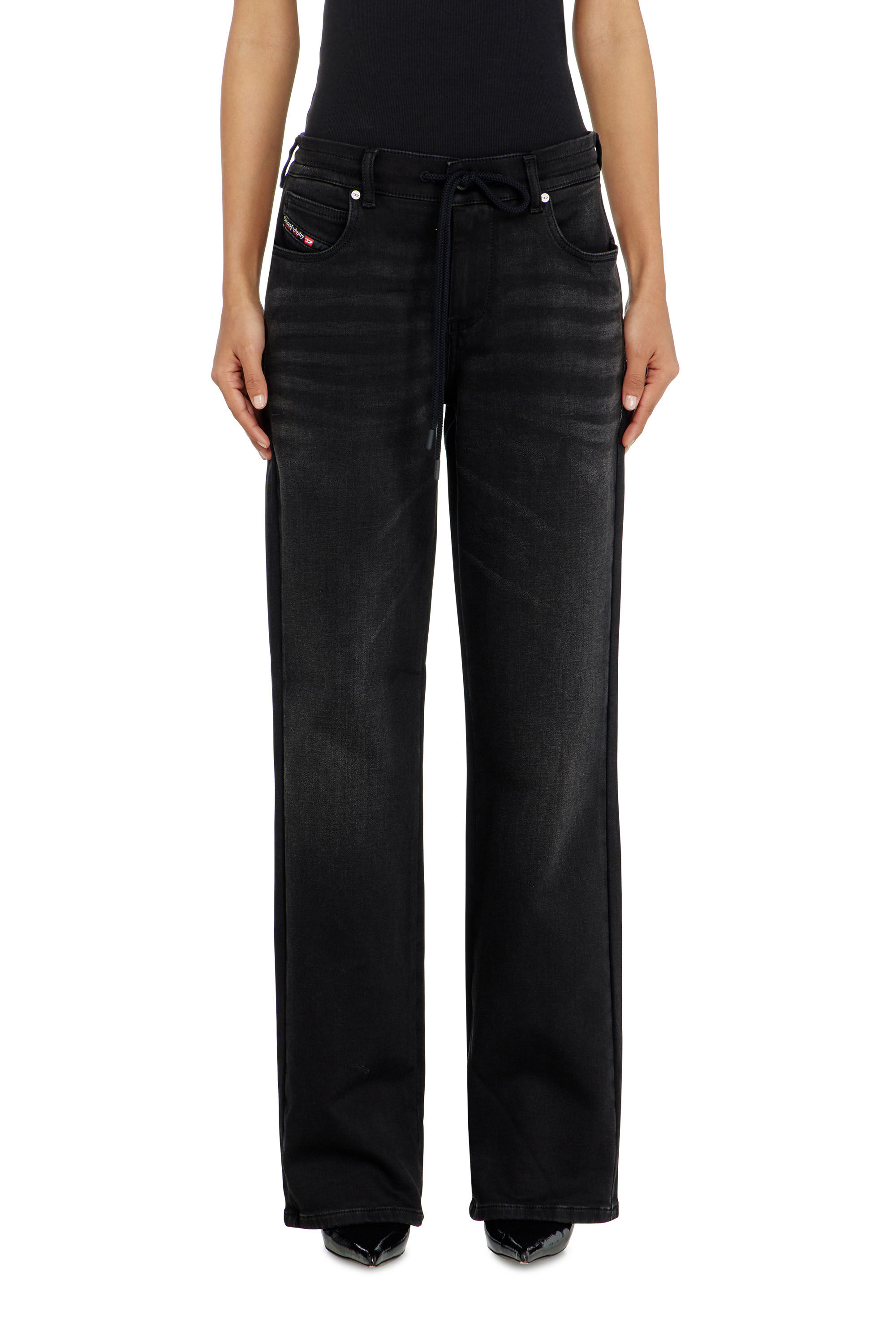 Diesel - Regular 2071 D-Meel Joggjeans&reg; 09P90 Donna, Nero/Grigio scuro - Image 2