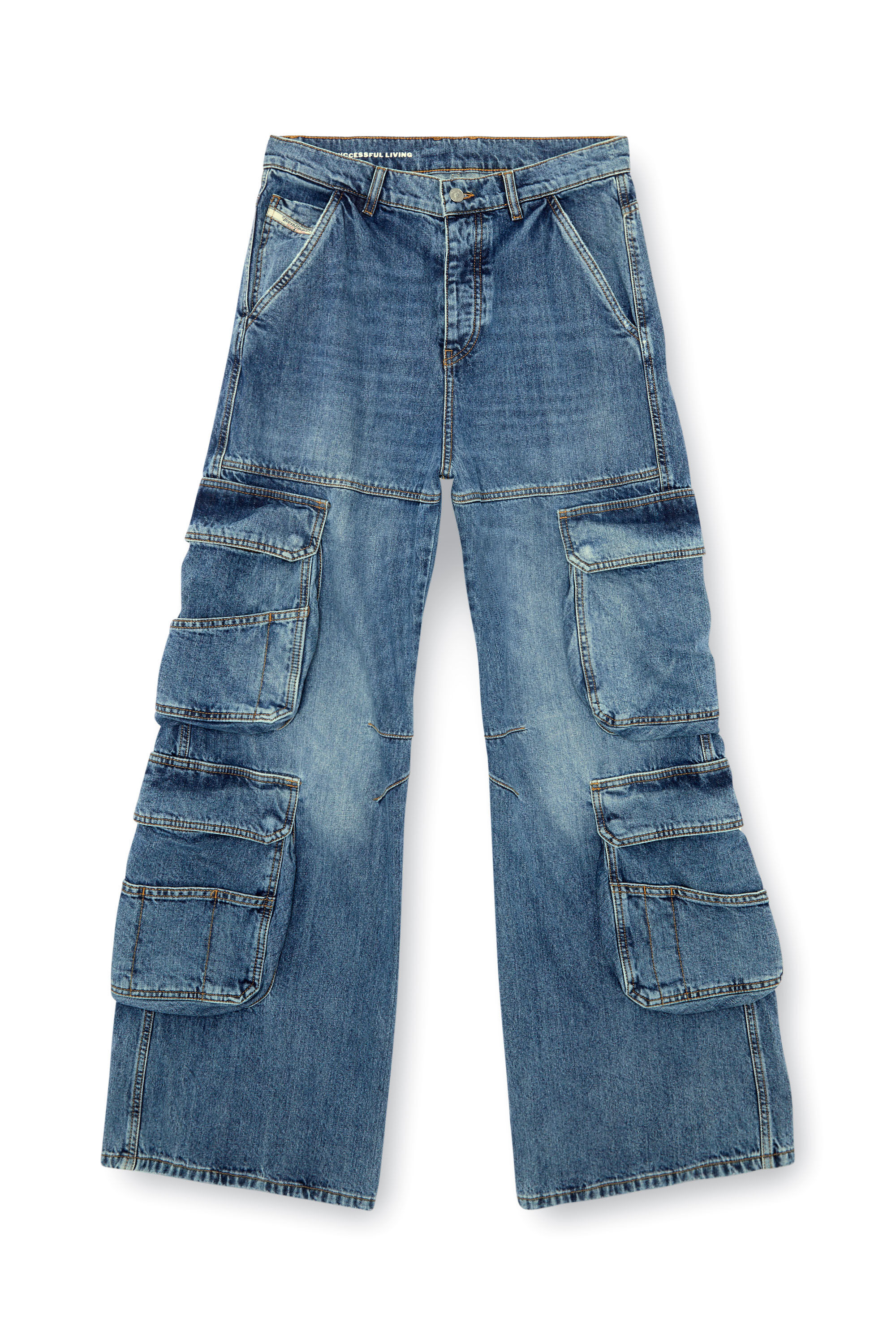 1996 D-Sire Women: Cargo Jeans with pockets, medium blue