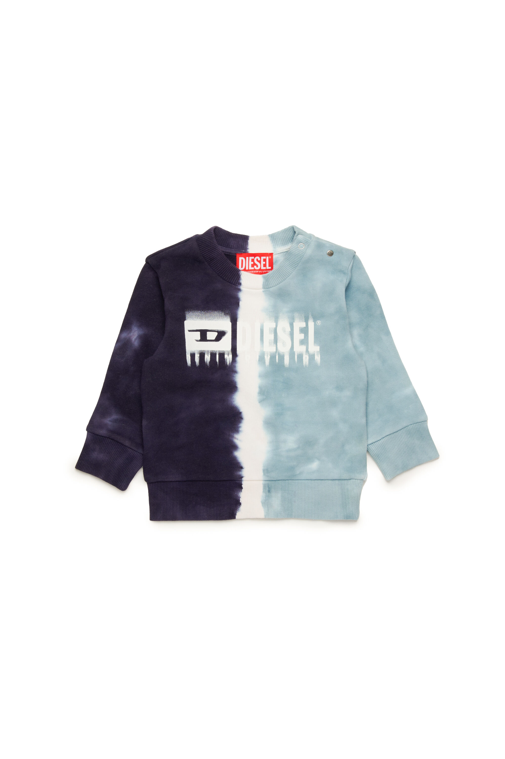 Diesel - SKITEB, Felpa tinta a immersione con logo dégradé Uomo in Blu - 1